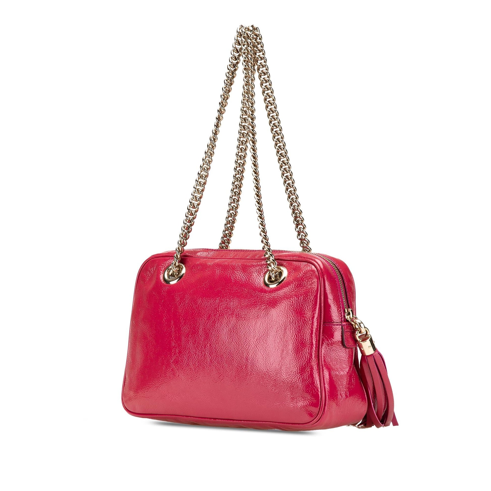 Gucci Soho Zip Leather Patent Pink Chain Shoulder Bag Bag 2