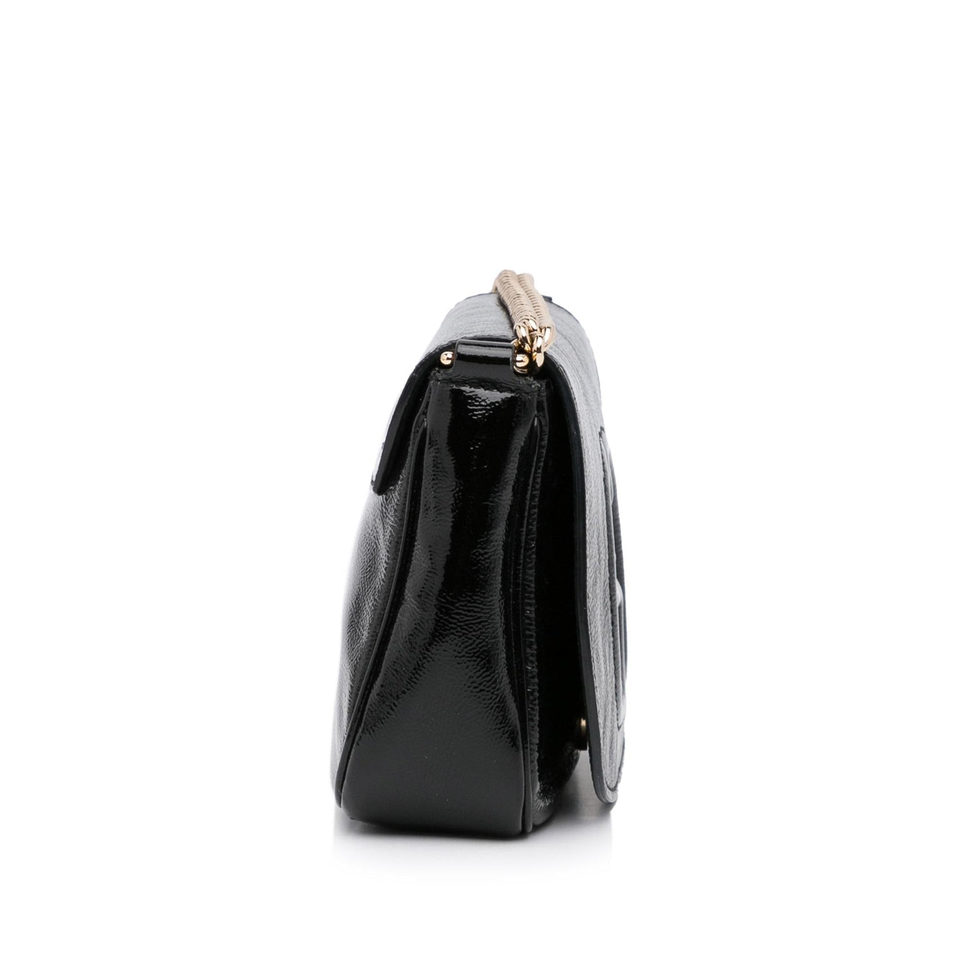 Gucci Soho SHG-EIjZmu Leather Patent Black Flap Crossbody Bag