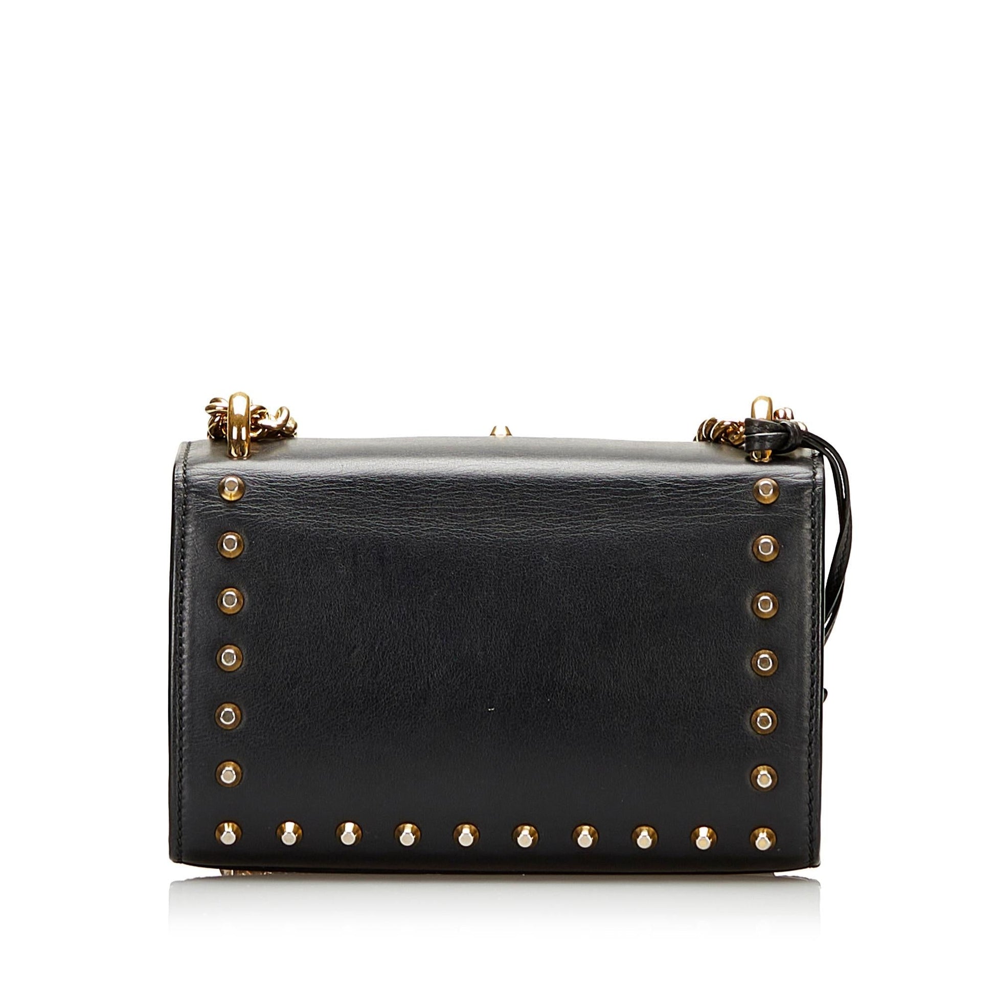 Gucci Pearl Studded Padlock SHG-YS15Ug Calf Black Crossbody Bag
