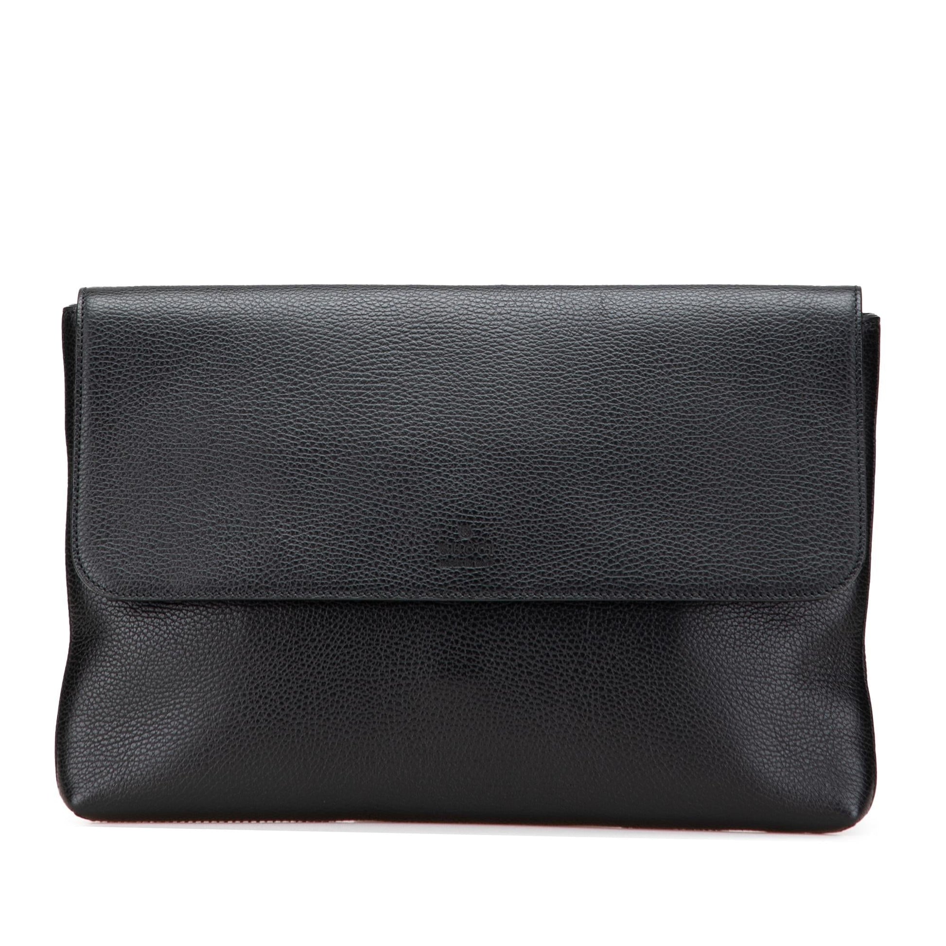 Gucci Pebbled Portfolio Calf Calfskin Black Clutch Bag