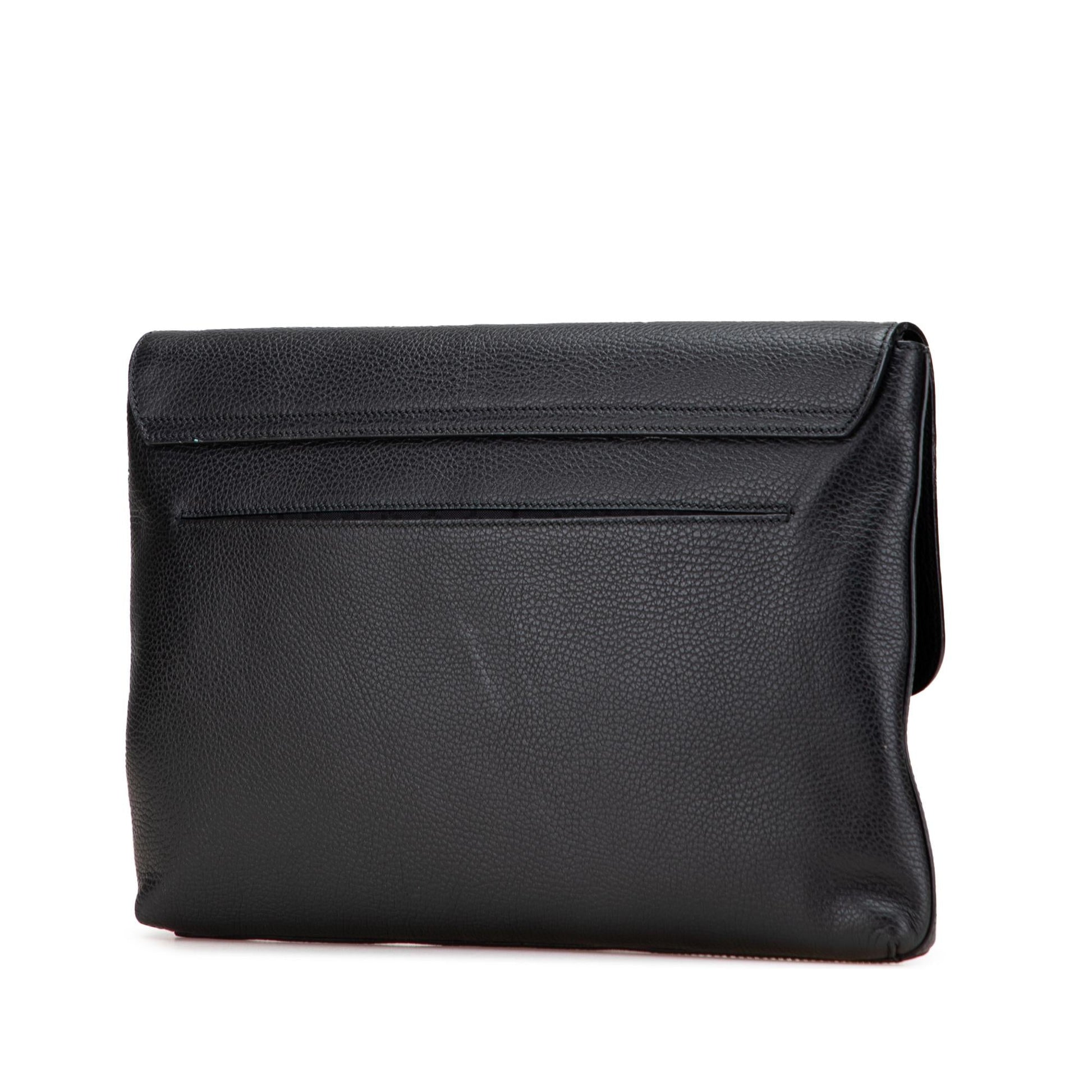 Gucci Pebbled Portfolio Calf Calfskin Black Clutch Bag