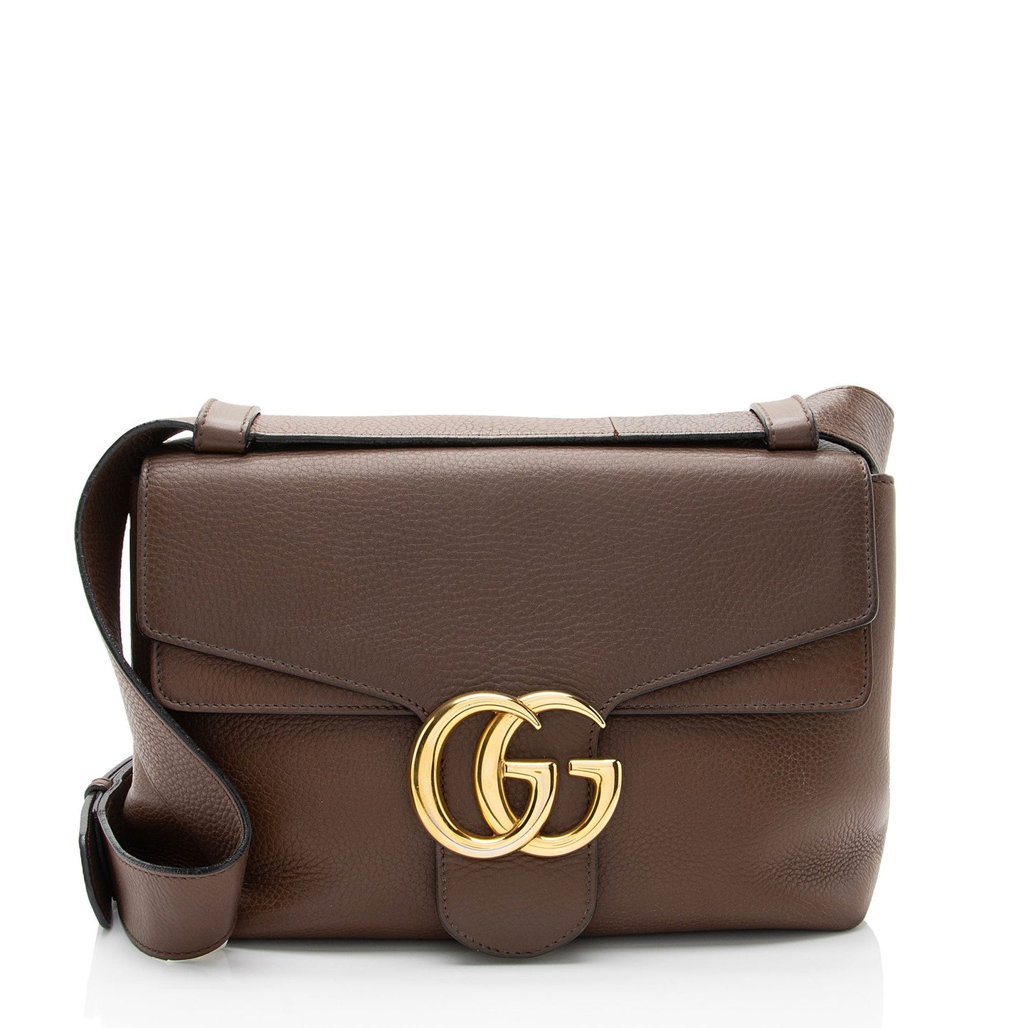 Gucci Pebbled GG Marmont SHF-h48Iia Leather Brown Shoulder Bag