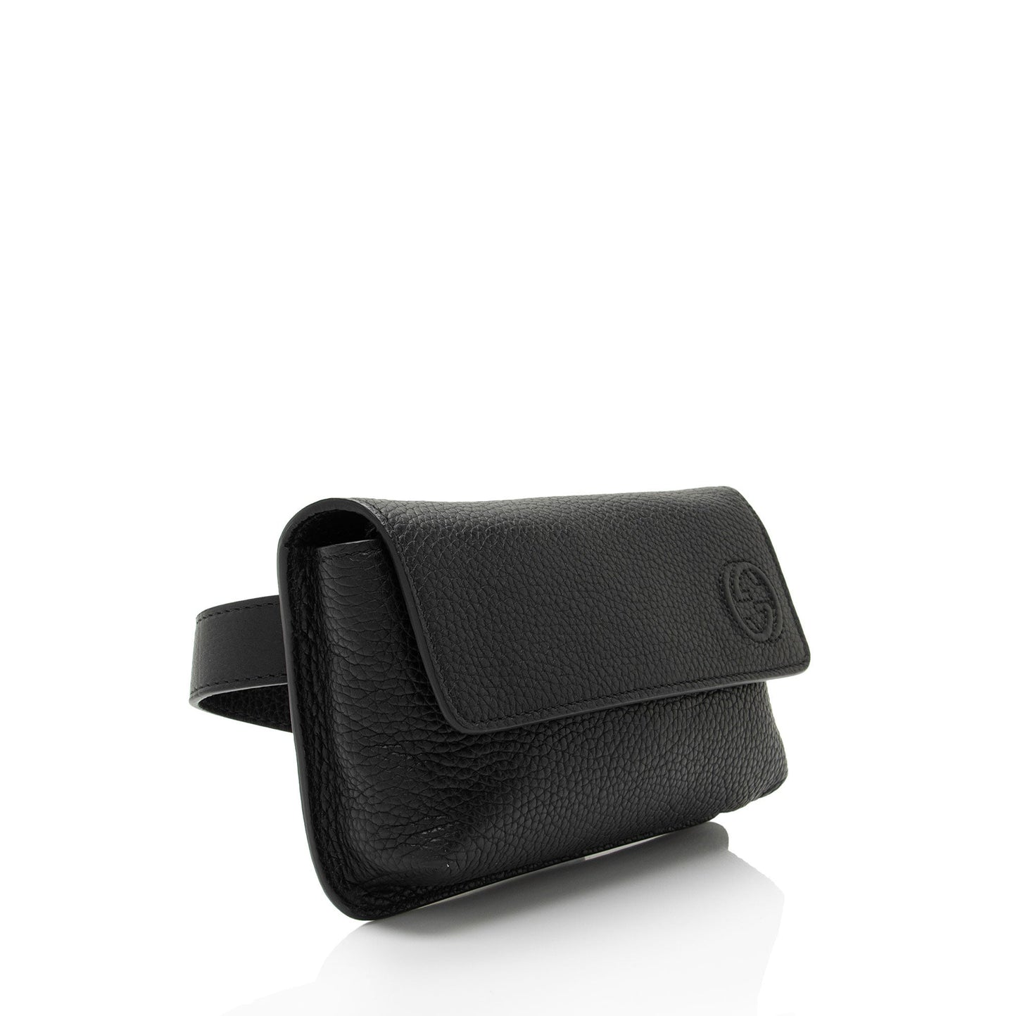 Gucci Pebbled Soho Belt SHF-Q9D7sL Leather Black Flap Accessory