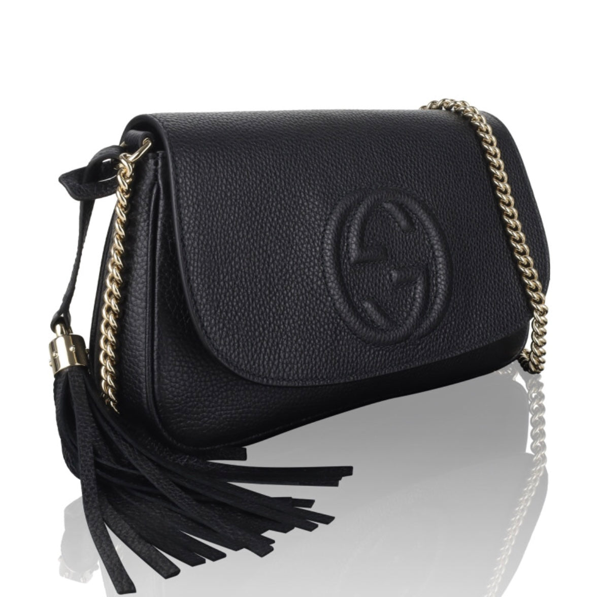 Gucci PEBBLED SOHO Leather Calfskin Chain Travel Bag