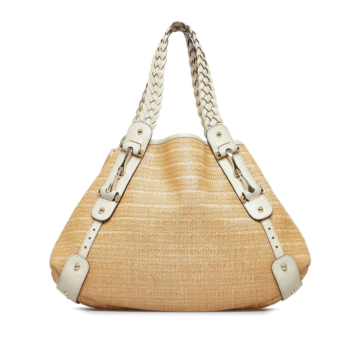 Gucci Pelham SHG-GEsvBw Raffia Calf White Brown Shoulder Bag