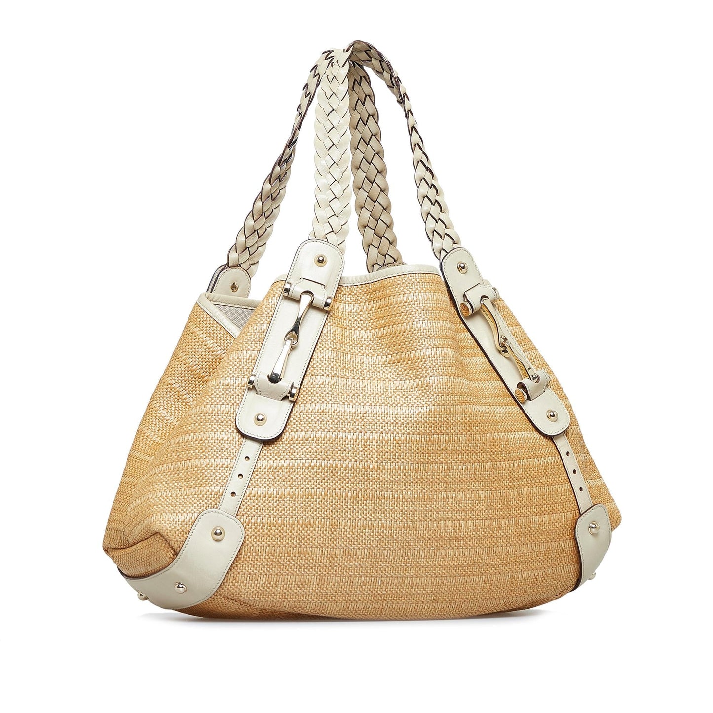 Gucci Pelham SHG-GEsvBw Raffia Calf White Brown Shoulder Bag