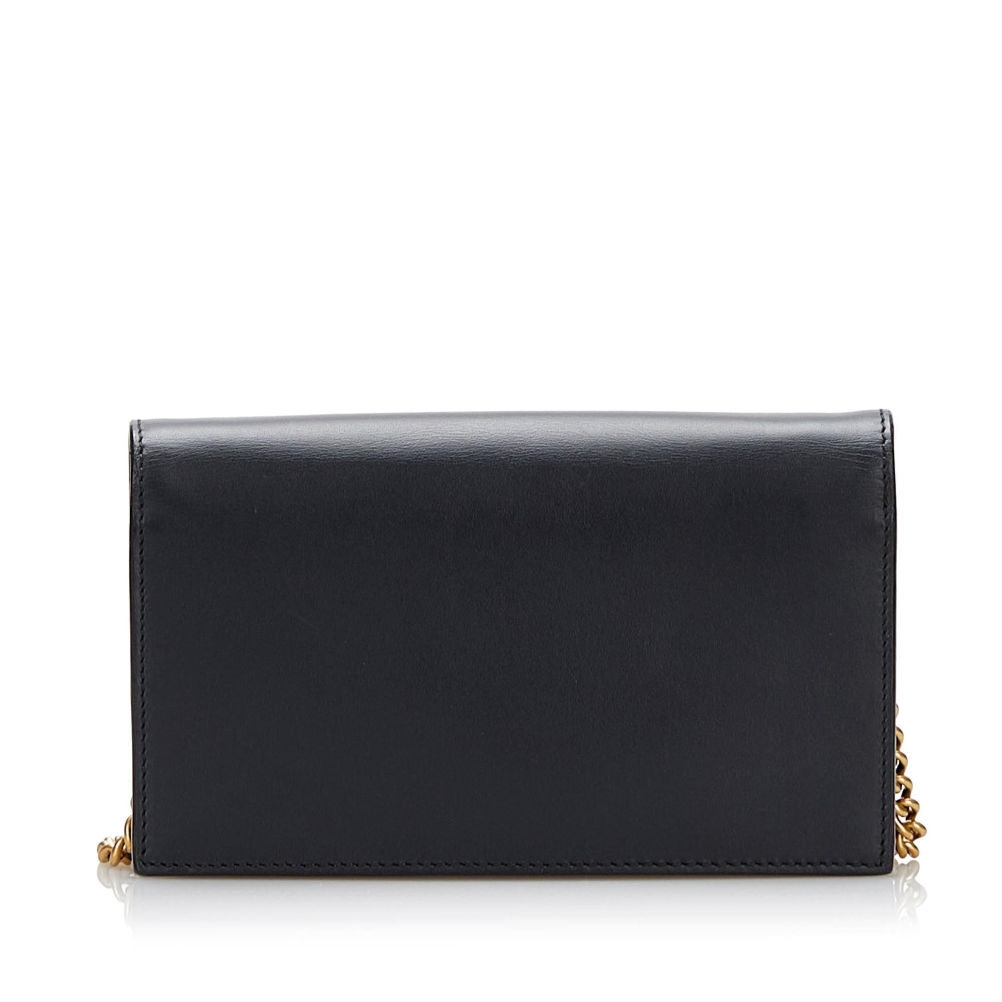 Gucci Peony Pearly Wallet On SHG-rRgoQZ Calf Black Chain Crossbody Bag