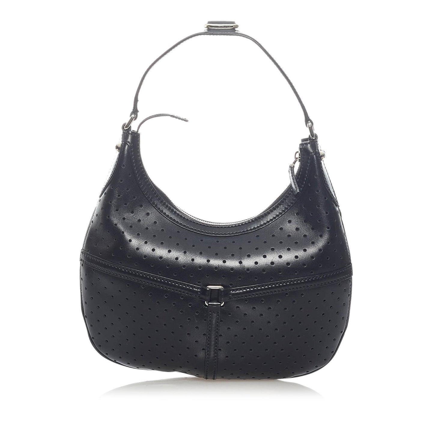 Gucci Perforated Reins SHG Leather Calf Black Shoulder Bag