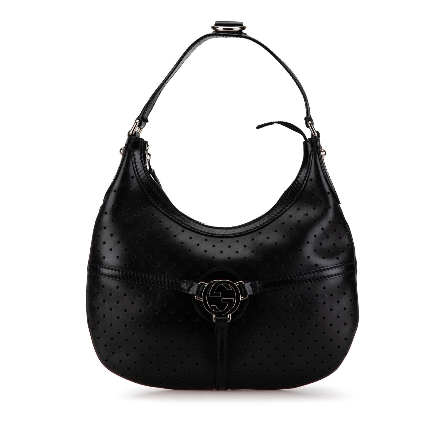 Gucci Perforated Reins SHG-MnlrPw Leather Calf Black Shoulder Bag