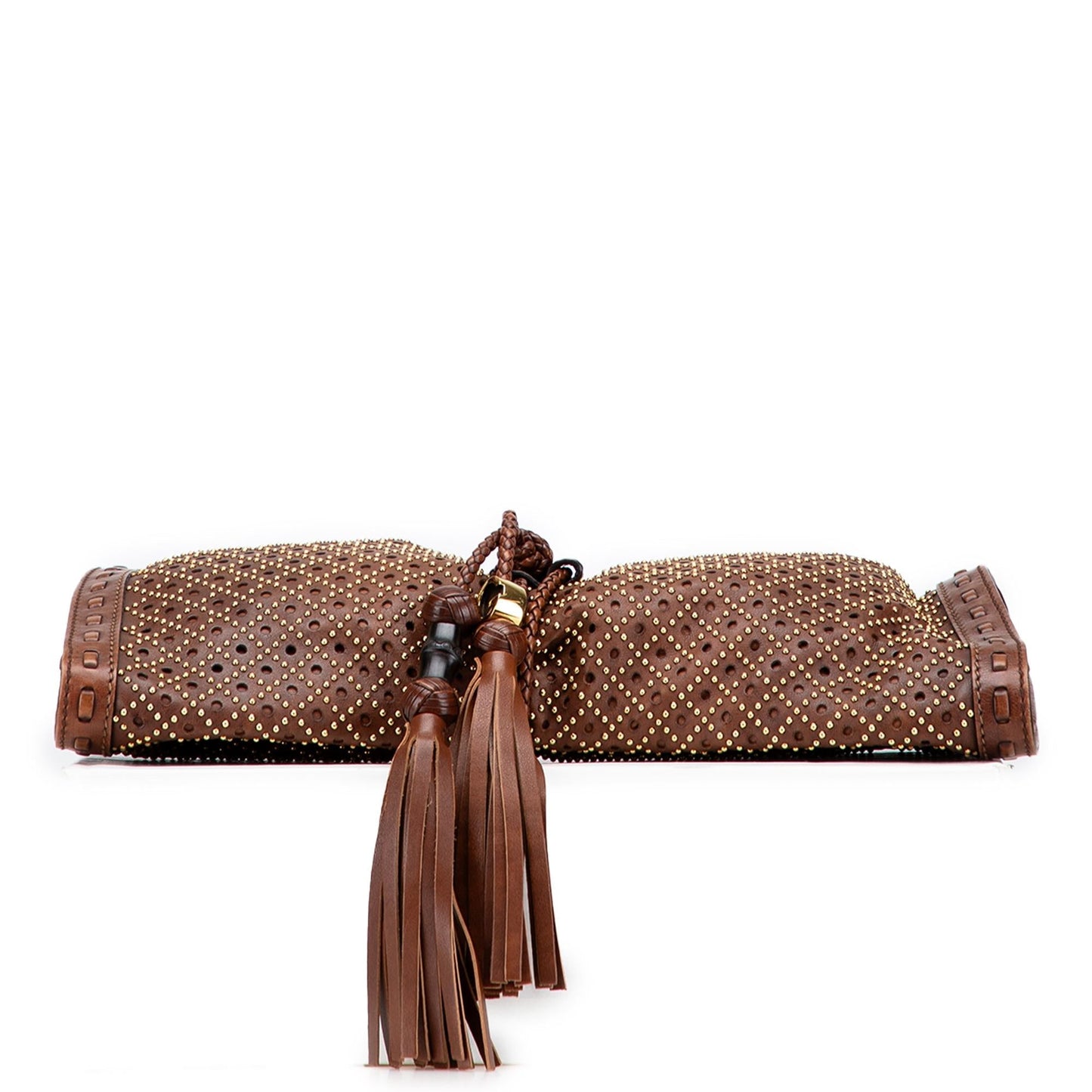 Gucci Perforated Studded Malika Leather Clutch Bag