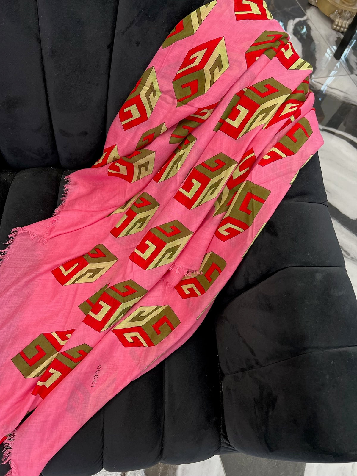 Gucci GG CUBES SILK BLEND SCARF