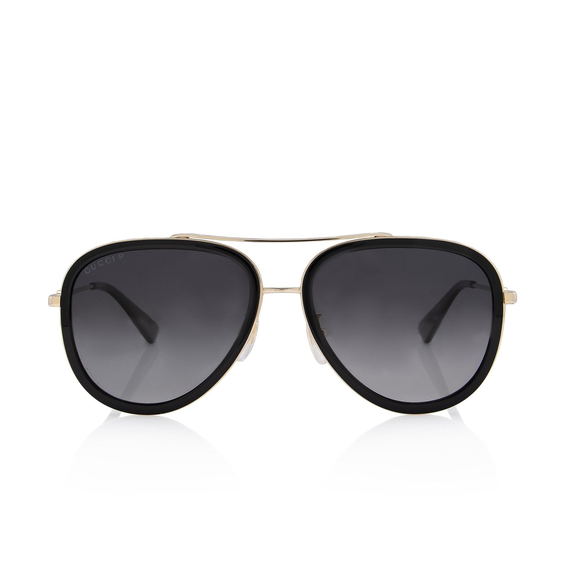 Gucci Polarized Aviator Sunglasses SHF Black Gold Accessory