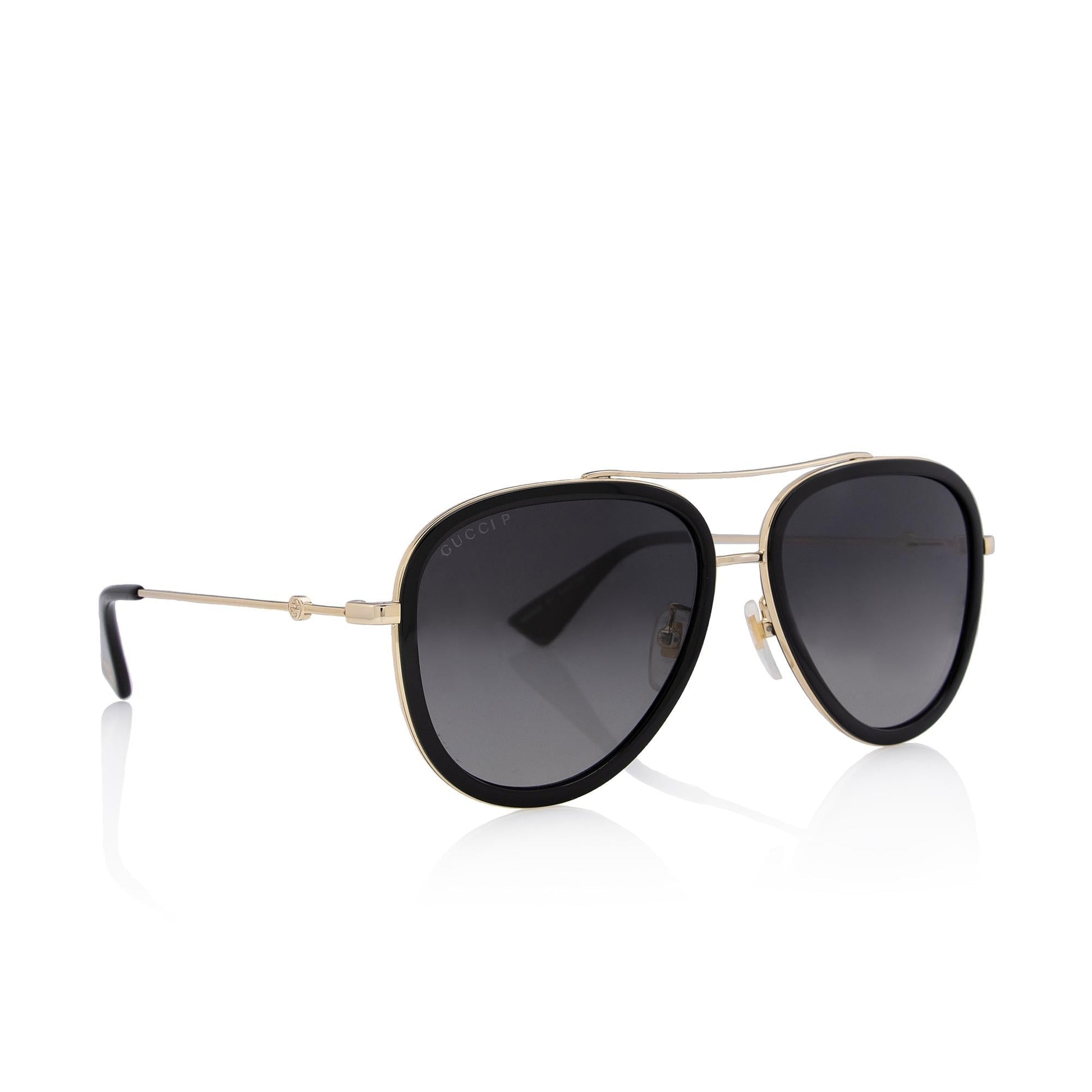Gucci Polarized Aviator Sunglasses SHF Black Gold Accessory