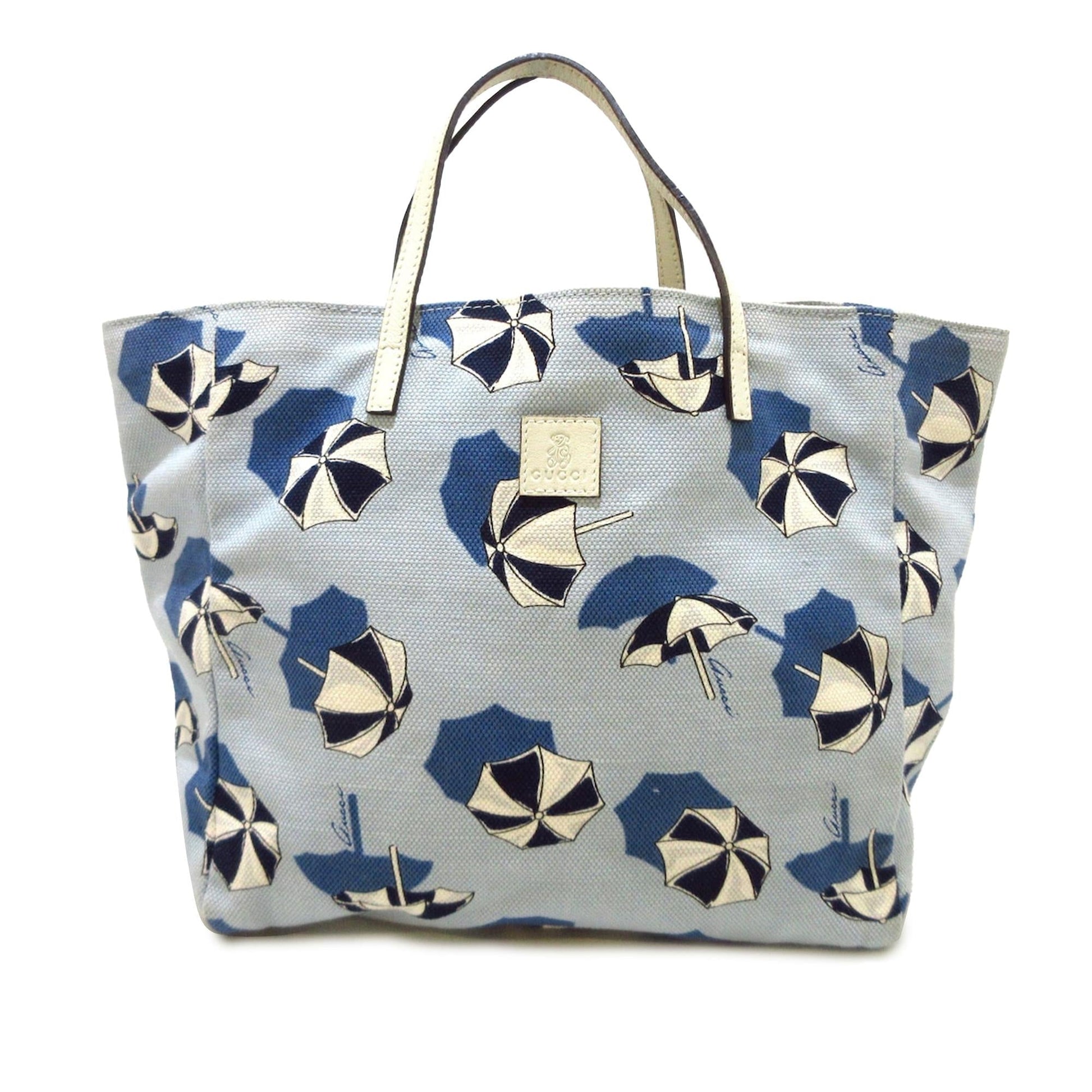 Gucci Printed SHG-Ff6P1n Canvas Calf White Blue Tote Bag