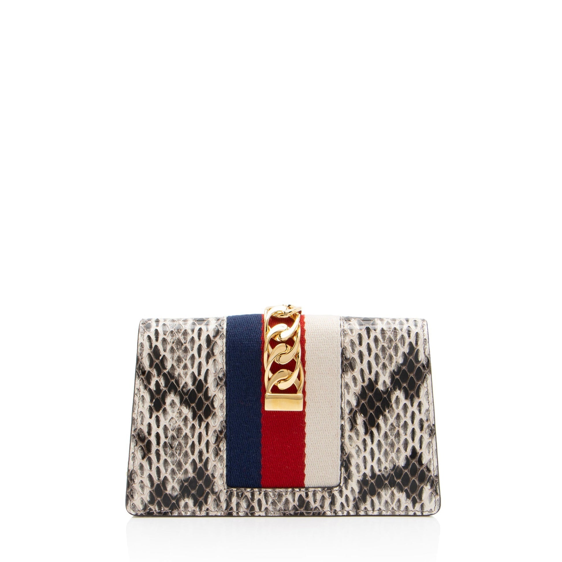 Gucci Python Floral Embroidered Sylvie Super Shoulder Bag Mini Crossbody Bag
