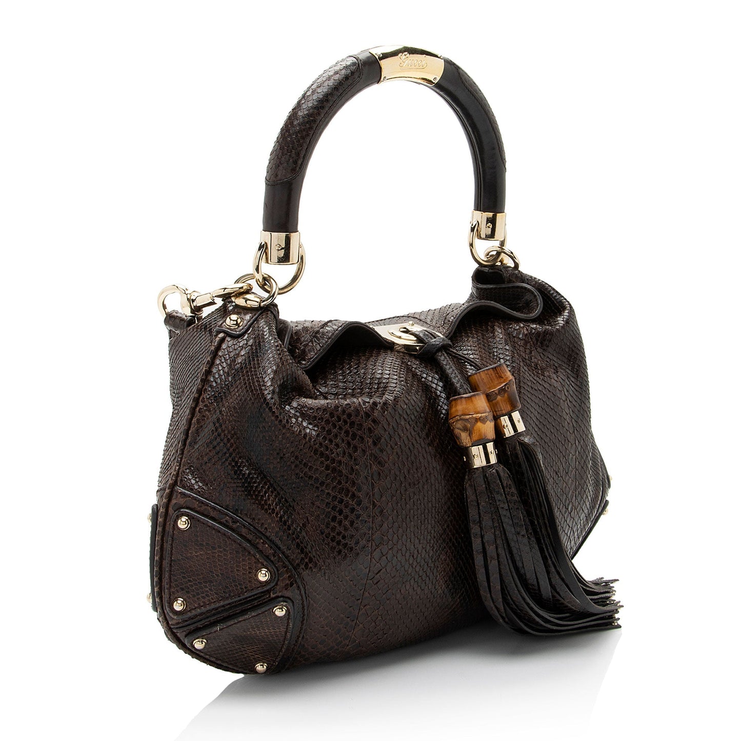 Gucci Indy SHF-o6MQCe Leather Python Brown Medium Shoulder Bag