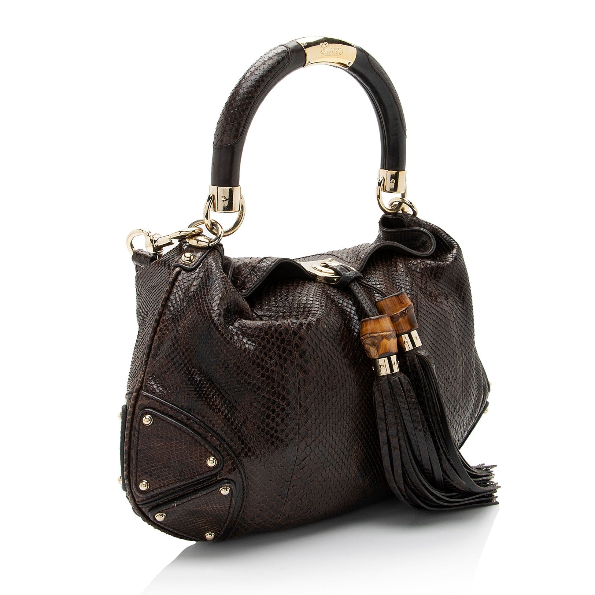 Gucci Indy SHF-o6MQCe Leather Python Brown Medium Shoulder Bag