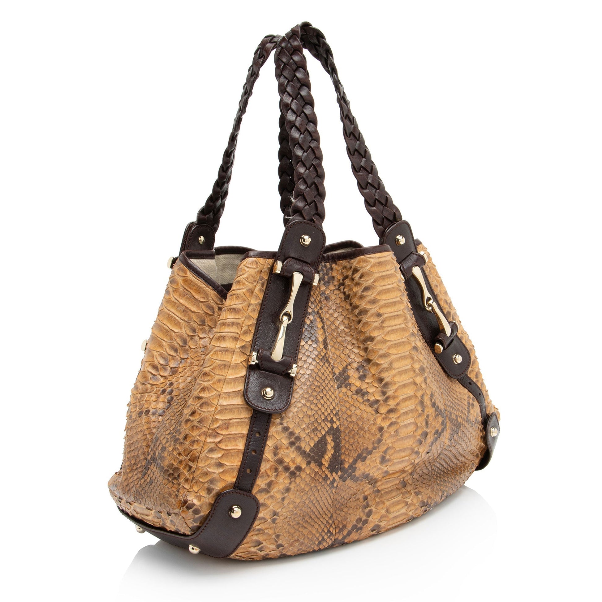 Gucci Pelham Leather Python Brown Medium Shoulder Bag