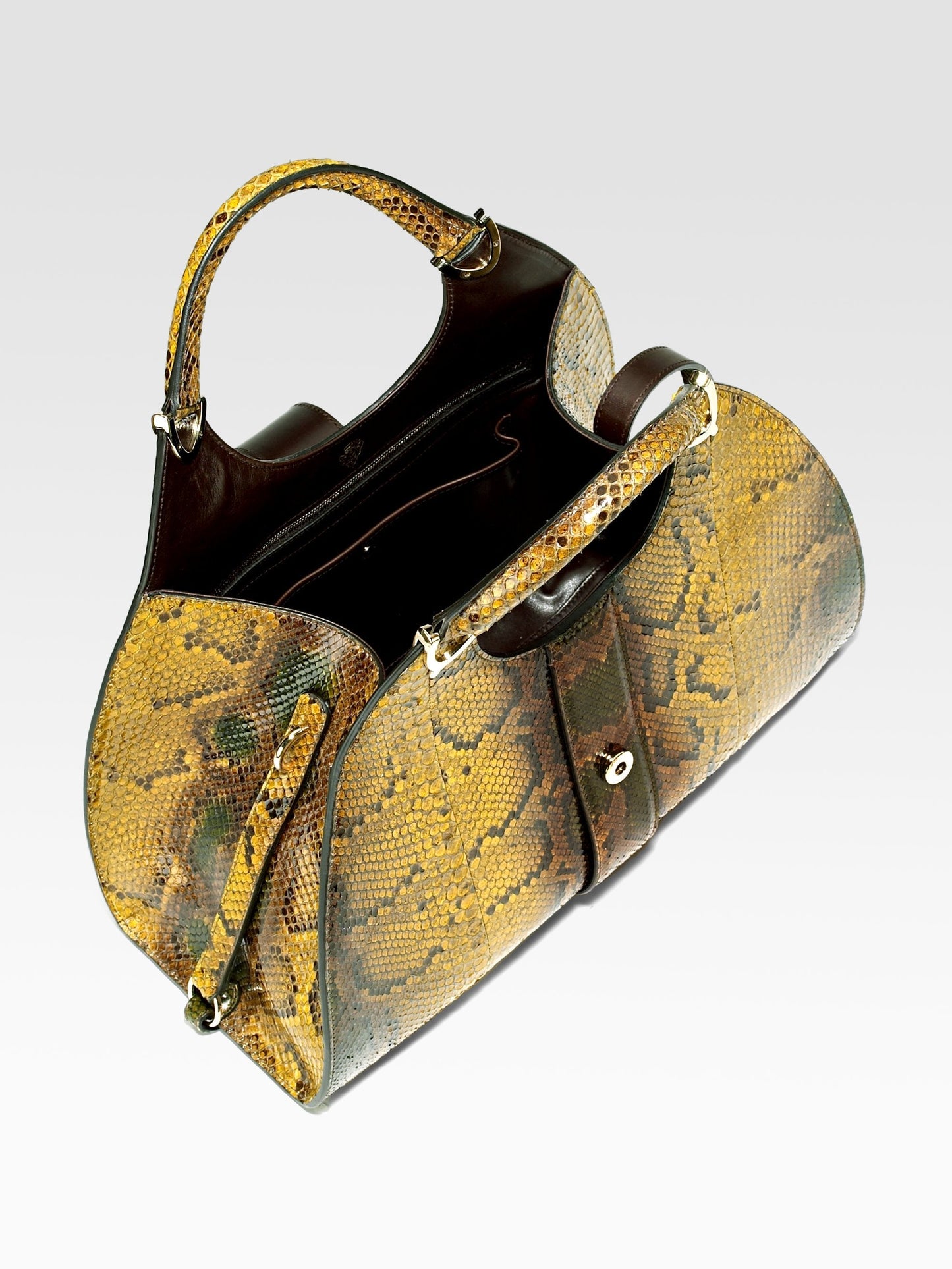 Gucci Stirrup Python Top Handle Travel Bag