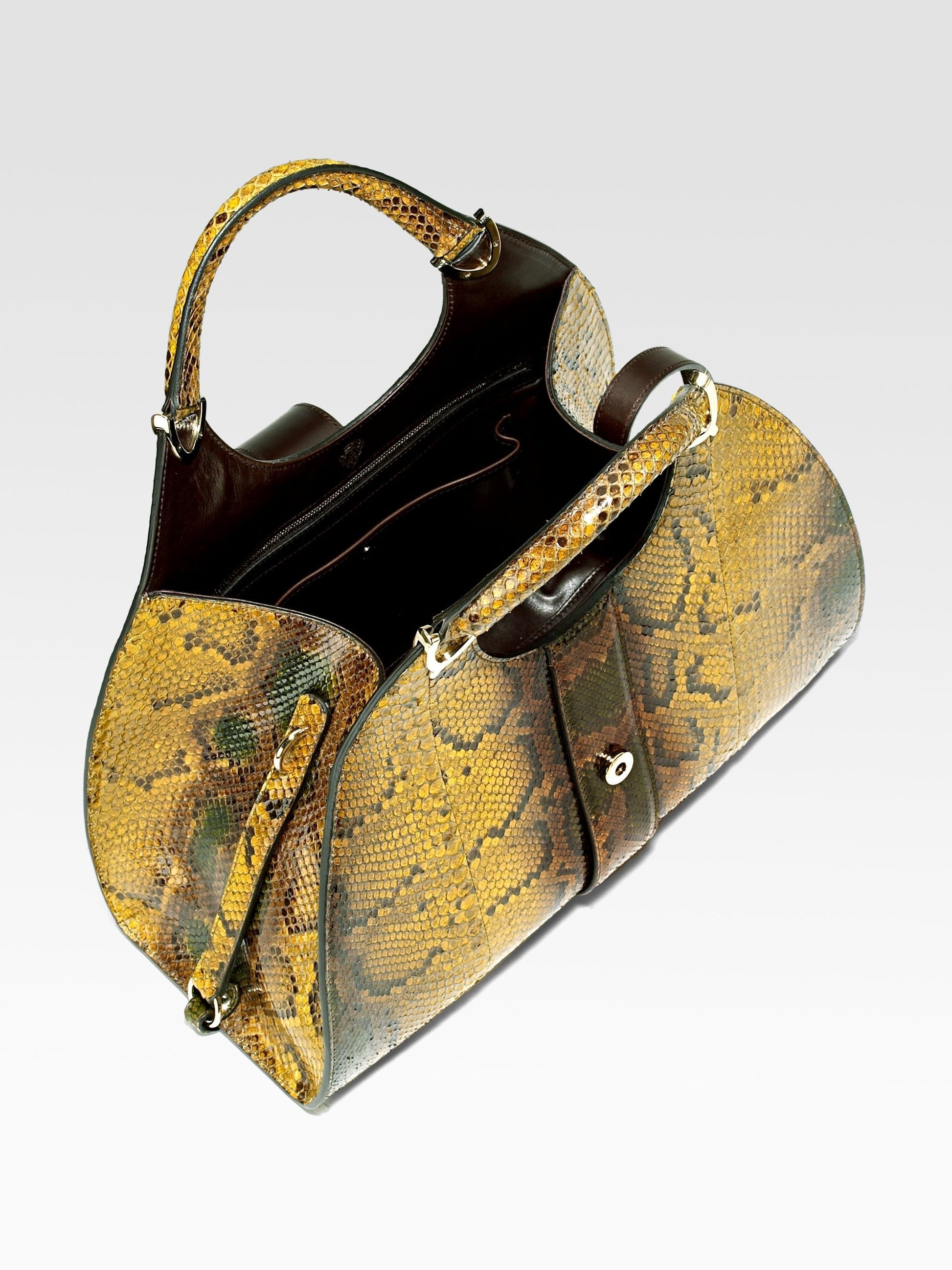 Gucci Stirrup Python Top Handle Travel Bag