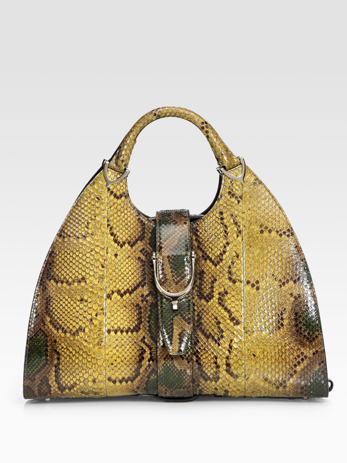 Gucci Stirrup Python Top Handle Travel Bag