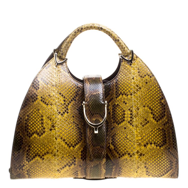 Gucci Stirrup Python Top Handle Travel Bag