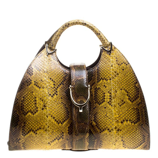 Gucci Stirrup Python Top Handle Travel Bag