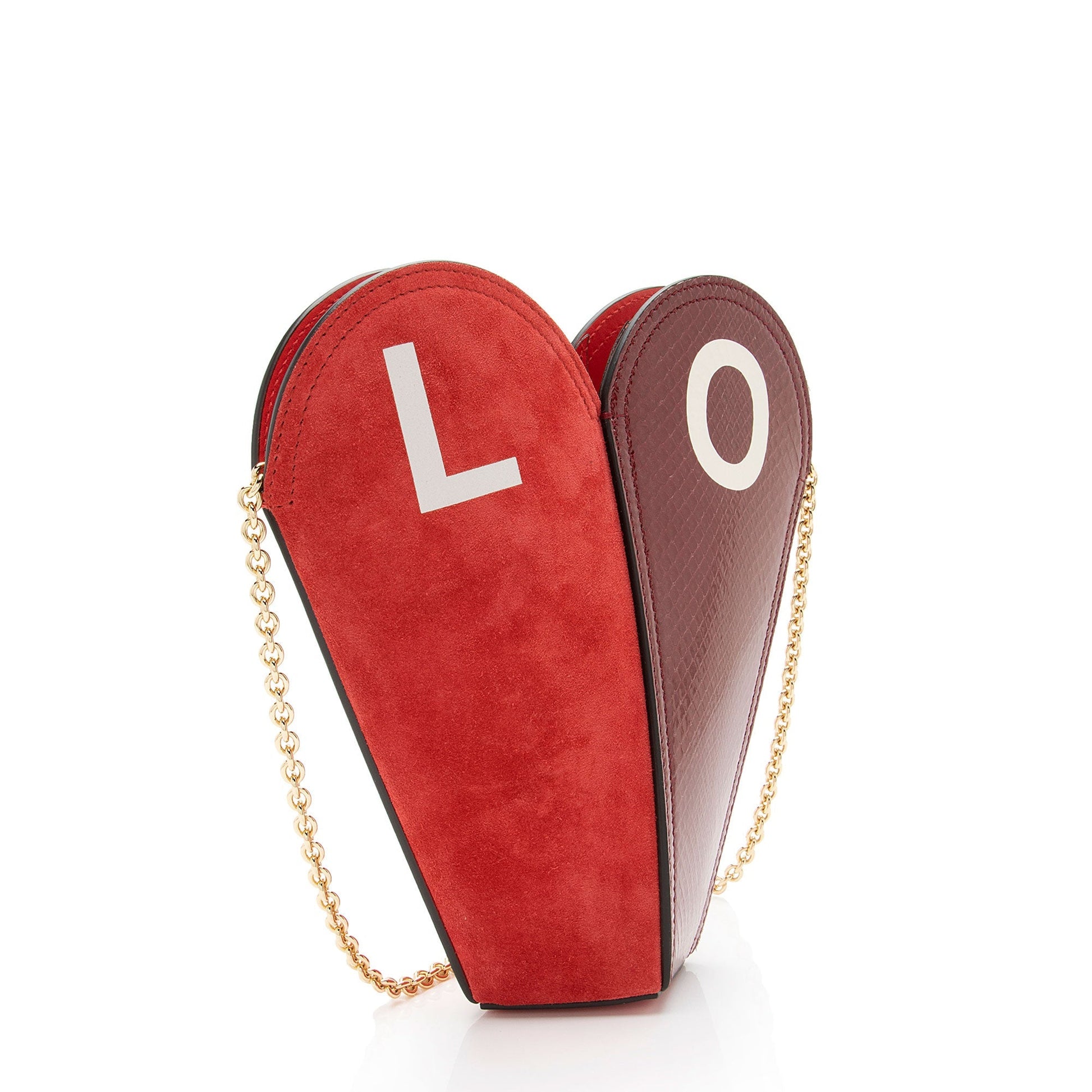 Gucci Valentines Day Heart Chain SHF-6nBkhe Leather Suede Python Red Crossbody Bag