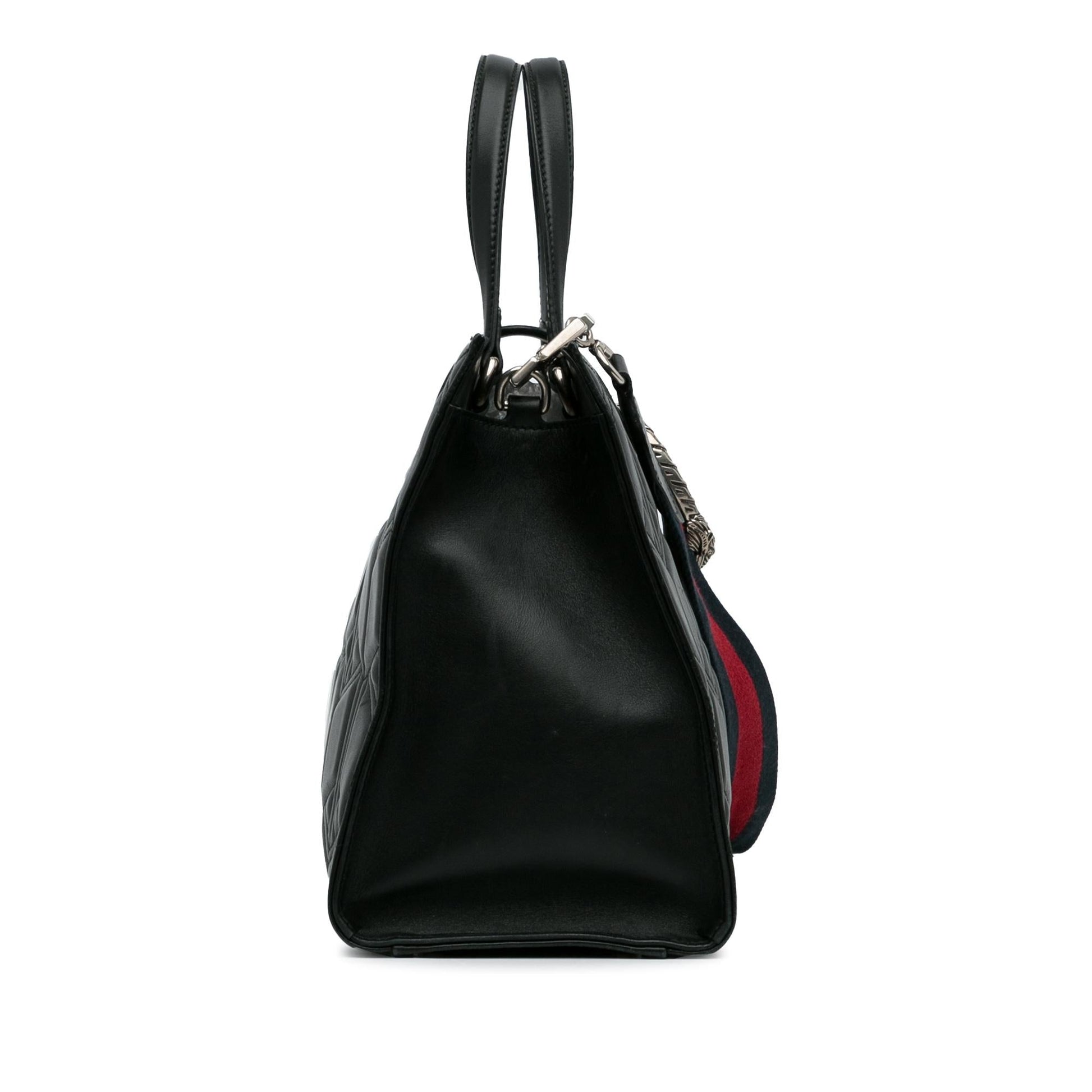 Gucci Dionysus Web SHG-42ZNR1 Quilted Calf Black Satchel Bag