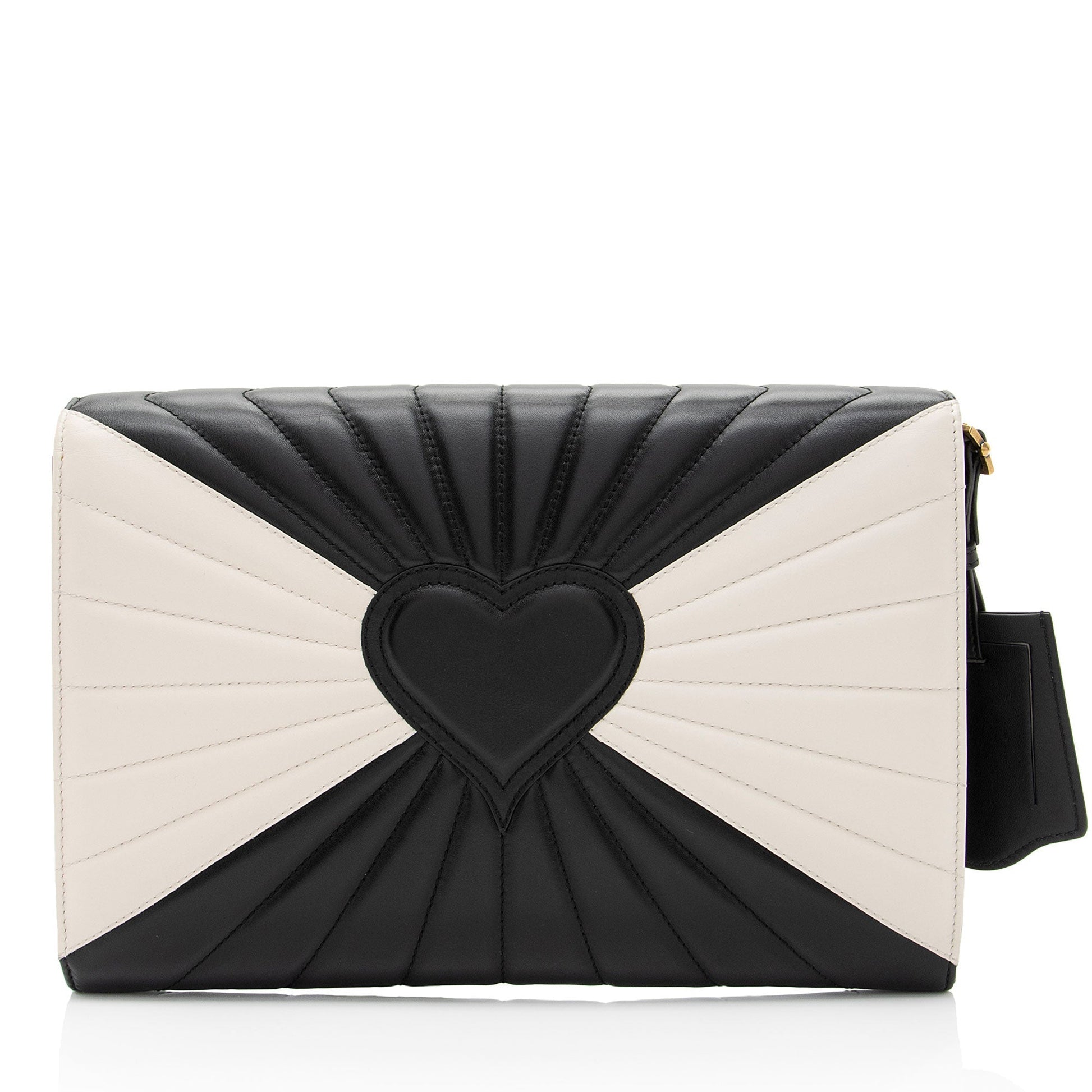 Gucci Queen Margaret Bee Quilted Leather Black White Clutch Bag