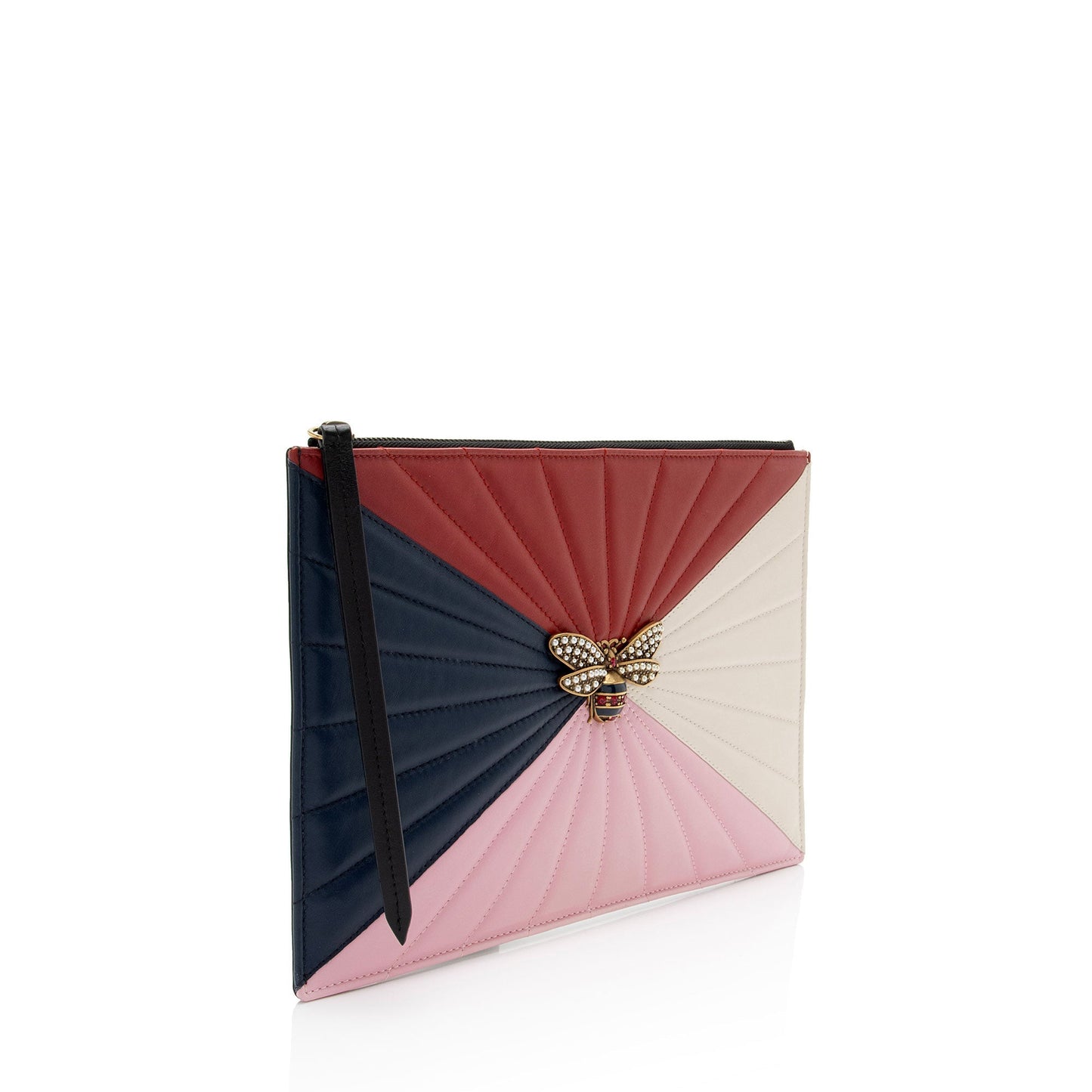 Gucci Queen Margaret Bee Zip SHF-ghI7kn Quilted Leather Black Clutch Bag