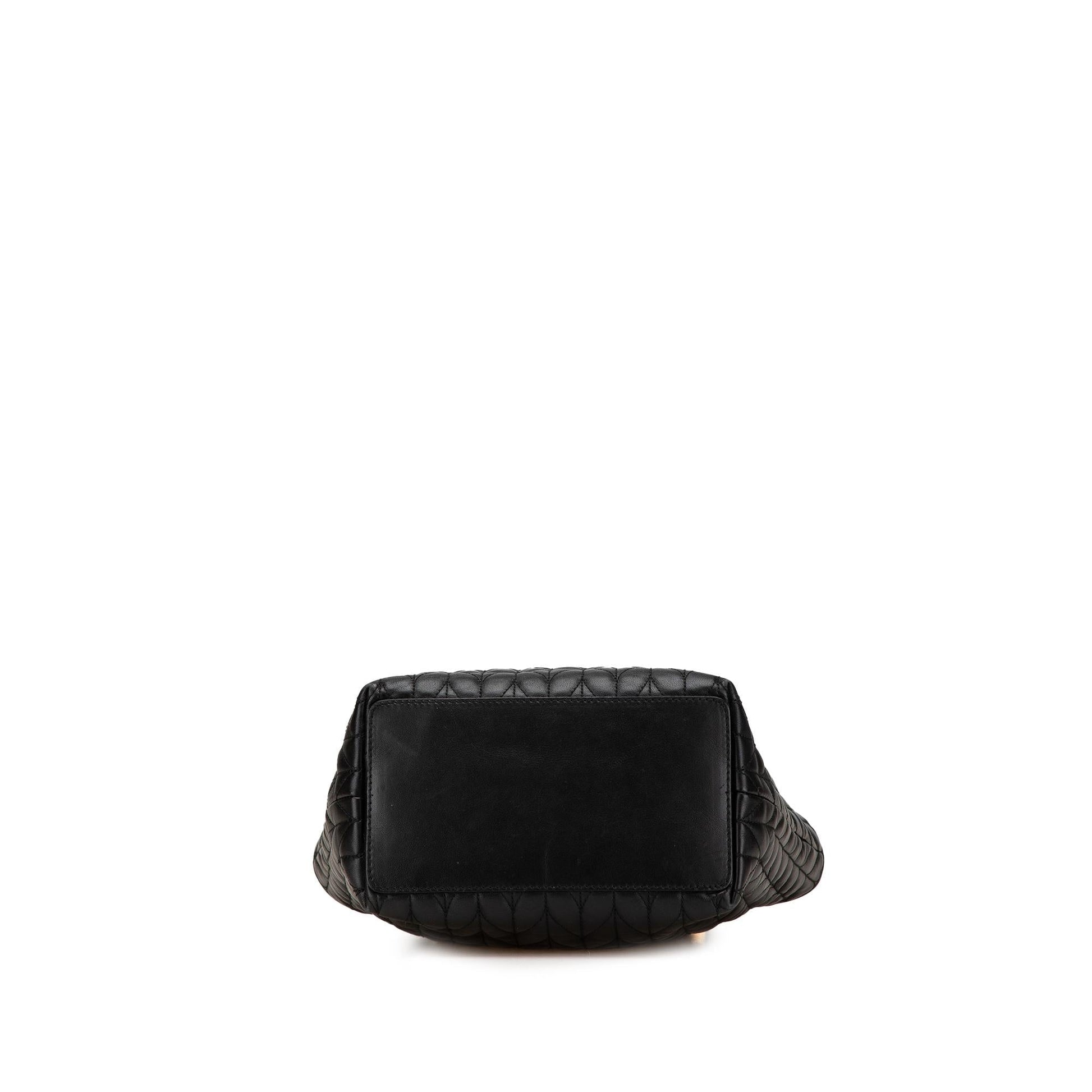 Gucci Quilted Leather 2 Calf Black Tote Bag