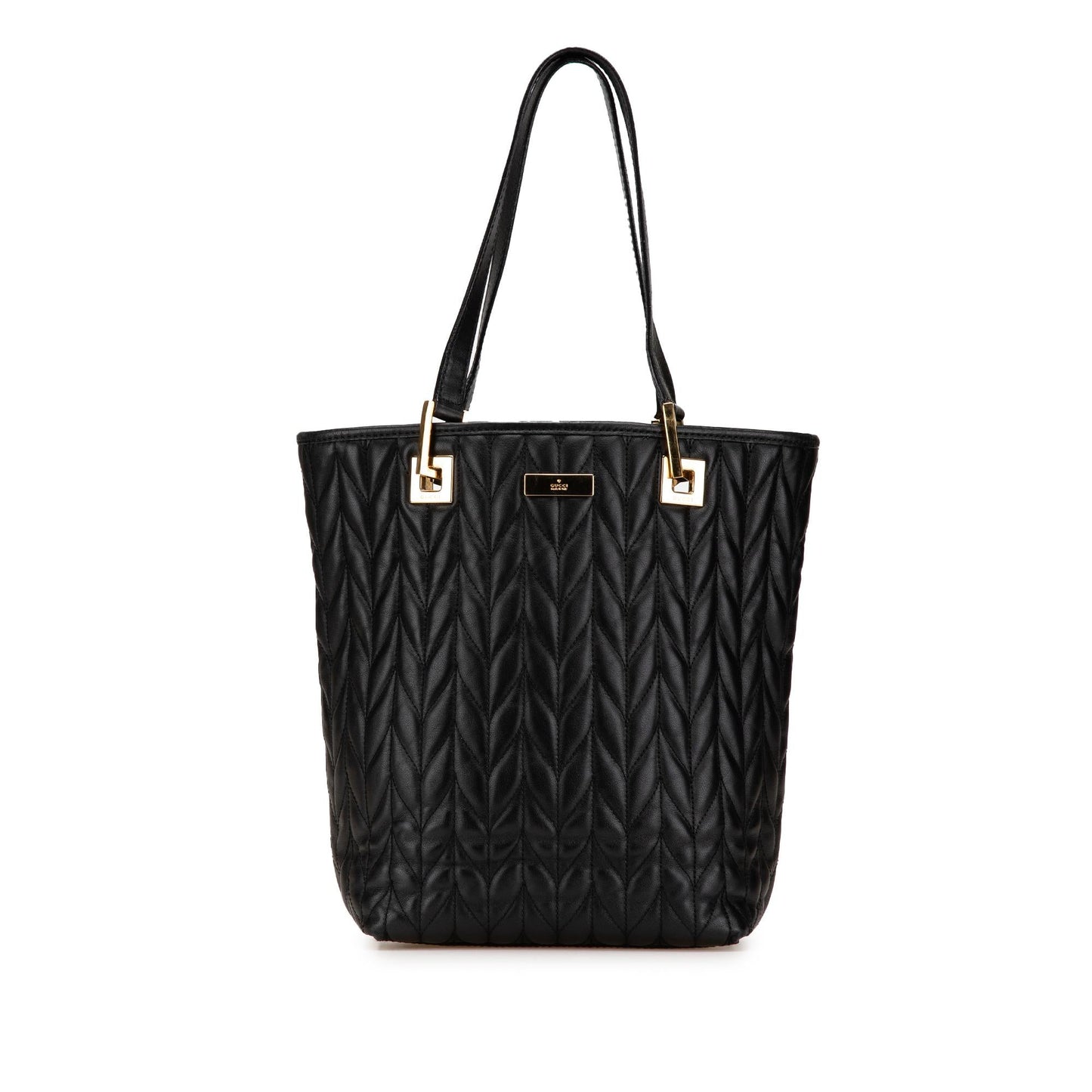 Gucci Quilted Leather 2 Calf Black Tote Bag