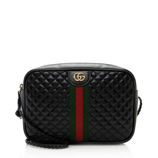 Gucci Trapuntata SHF Quilted Leather Nylon Black Crossbody Bag Bag Shf
