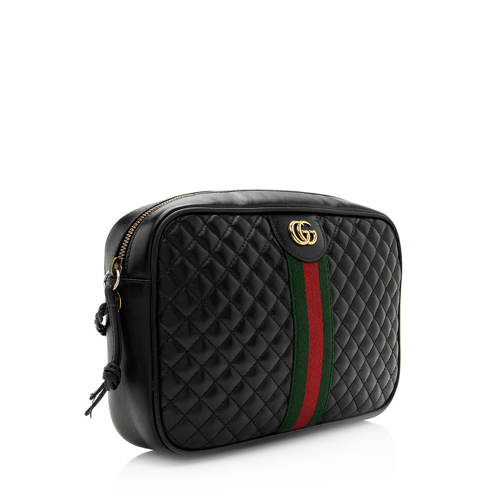 Gucci Trapuntata SHF Quilted Leather Nylon Black Crossbody Bag Bag Shf