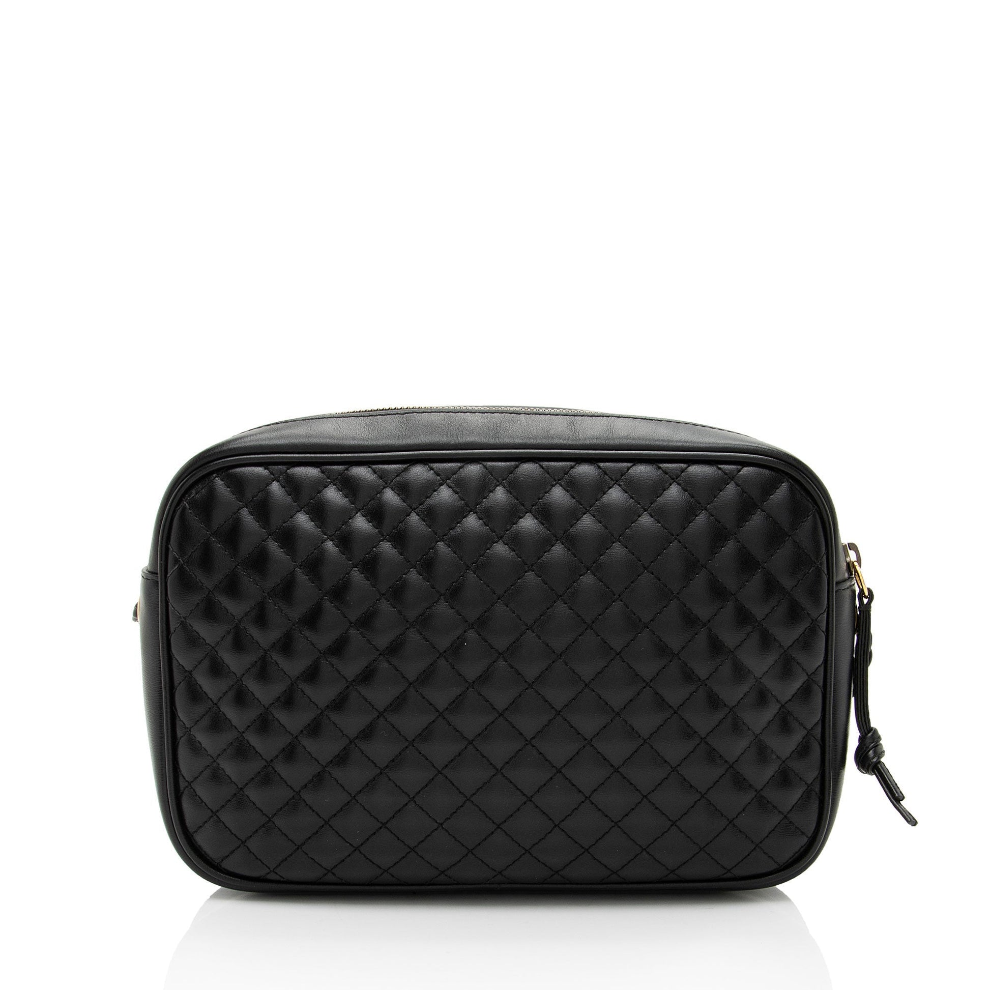 Gucci Web Trapuntata Quilted Leather Nylon Black Crossbody Bag