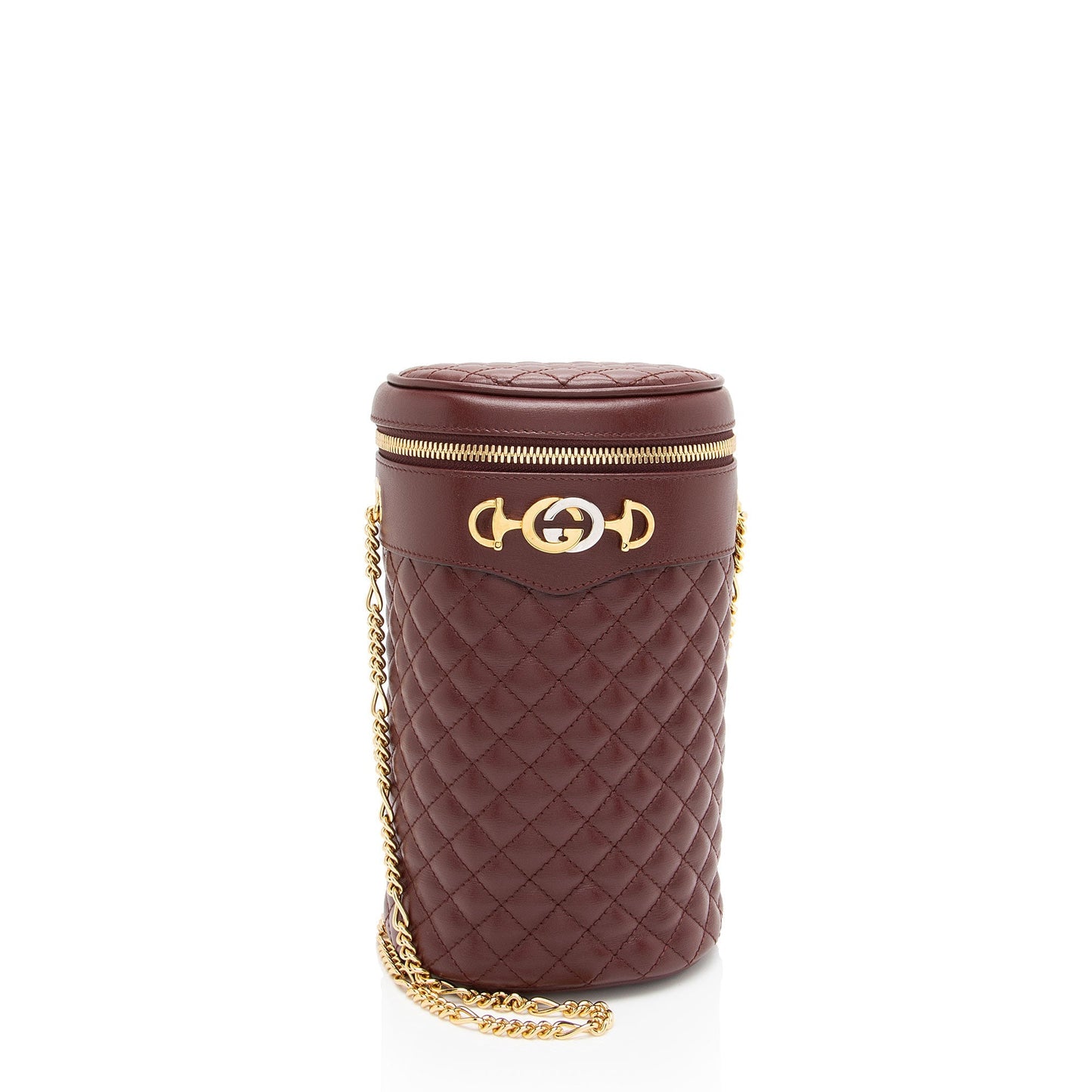 Gucci Zumi Cylindrical Belt Quilted Leather Red Accessory
