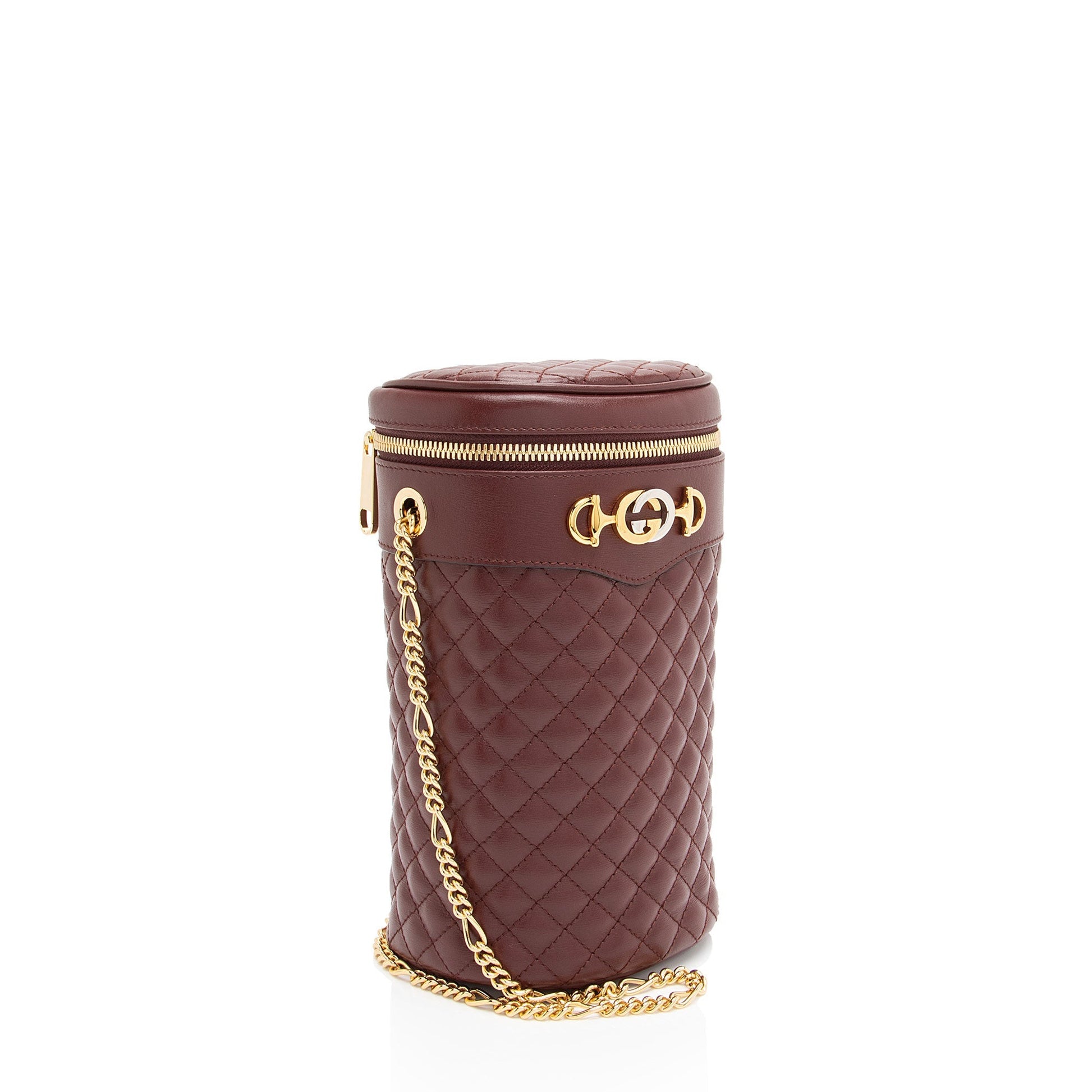 Gucci Zumi Cylindrical Belt Quilted Leather Red Accessory