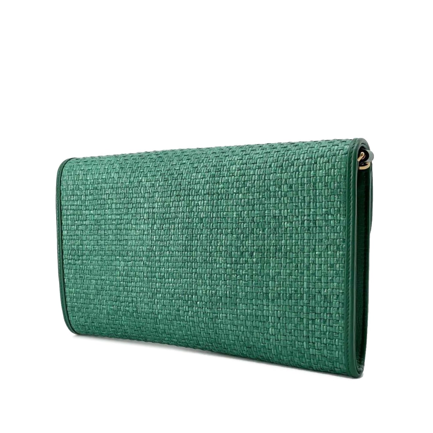 Gucci Horsebit SHG-5XcQjW Raffia Calf Green Chain Shoulder Bag
