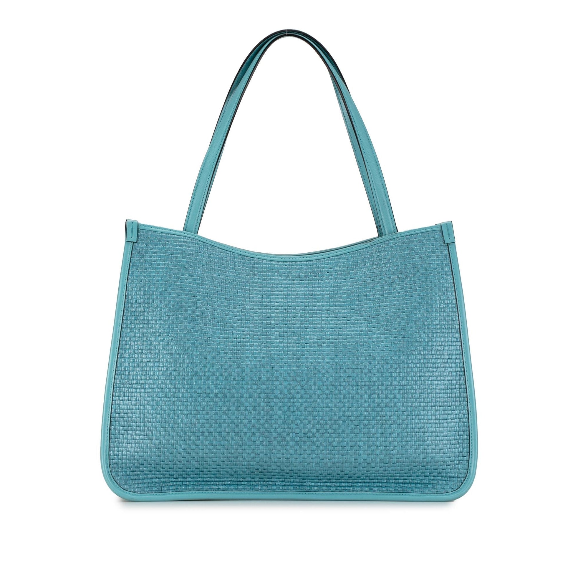 Gucci Horsebit SHG-f8BYsp Raffia Calf Blue Tote Bag
