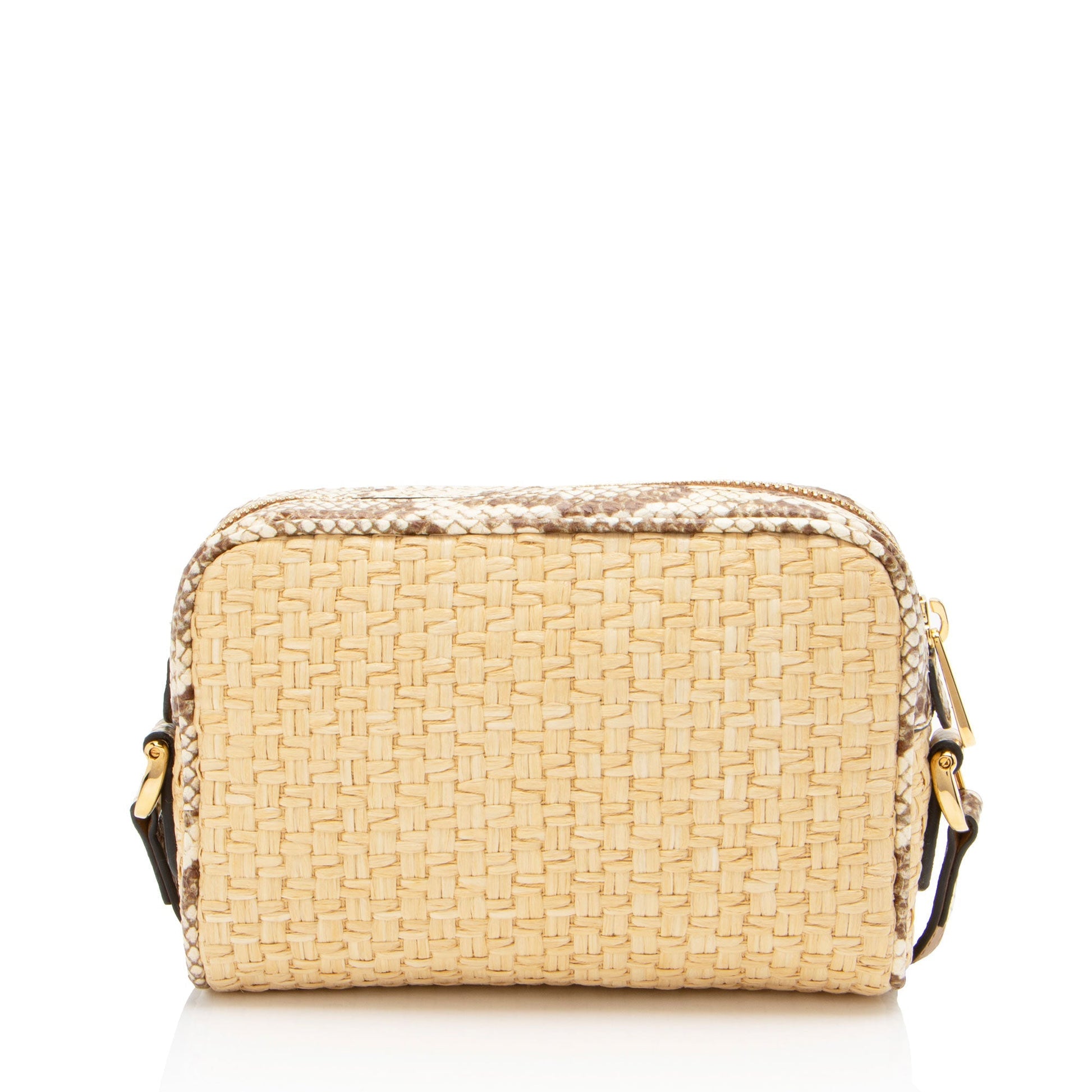 Gucci Snakeskin Ophidia Leather Raffia Brown Beige Crossbody Bag