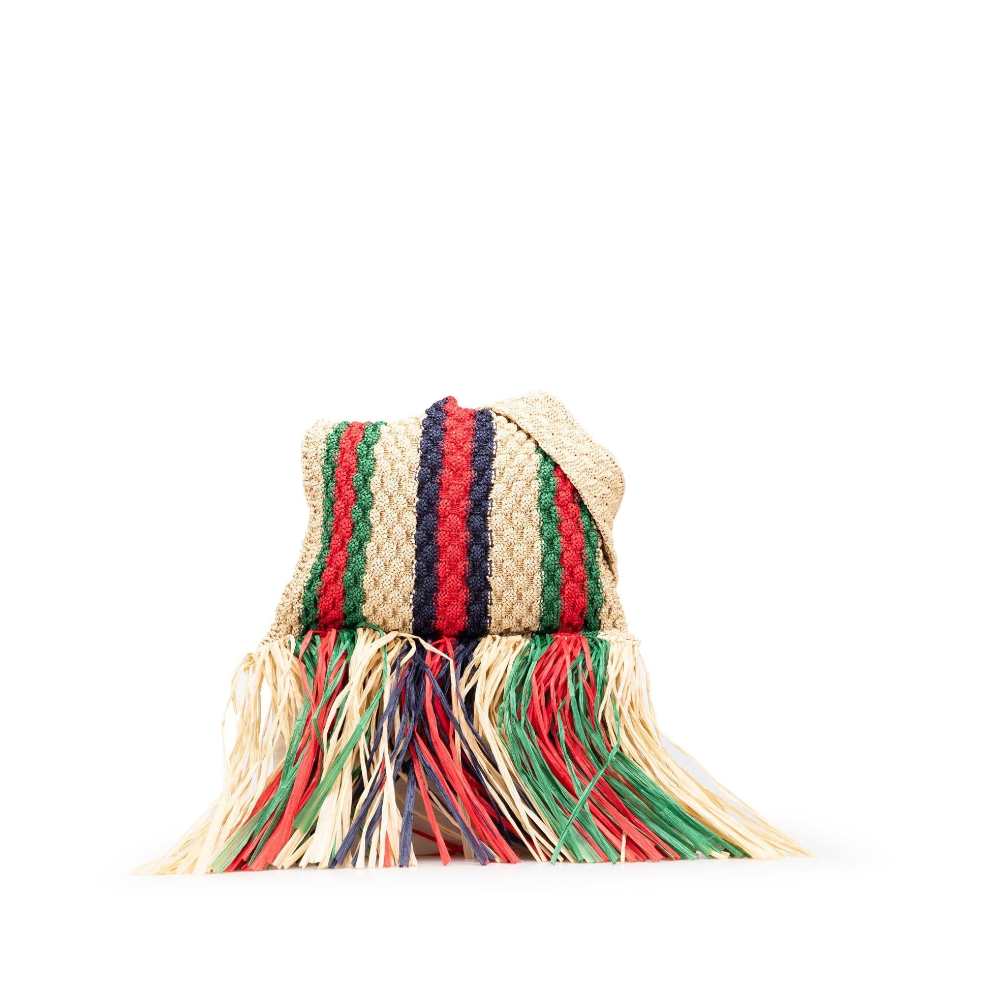 Gucci Web Raffia Brown Crossbody Bag