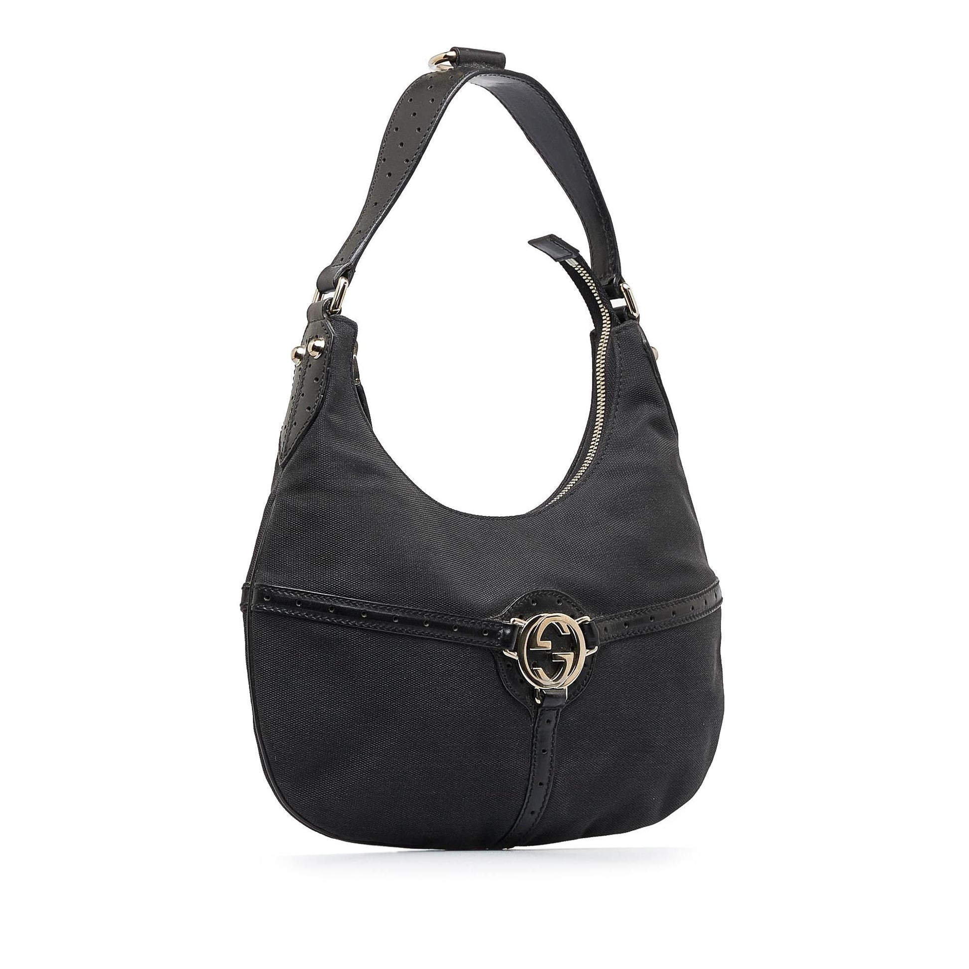 Gucci Reins SHG-v1jQ92 Canvas Calf Black Shoulder Bag