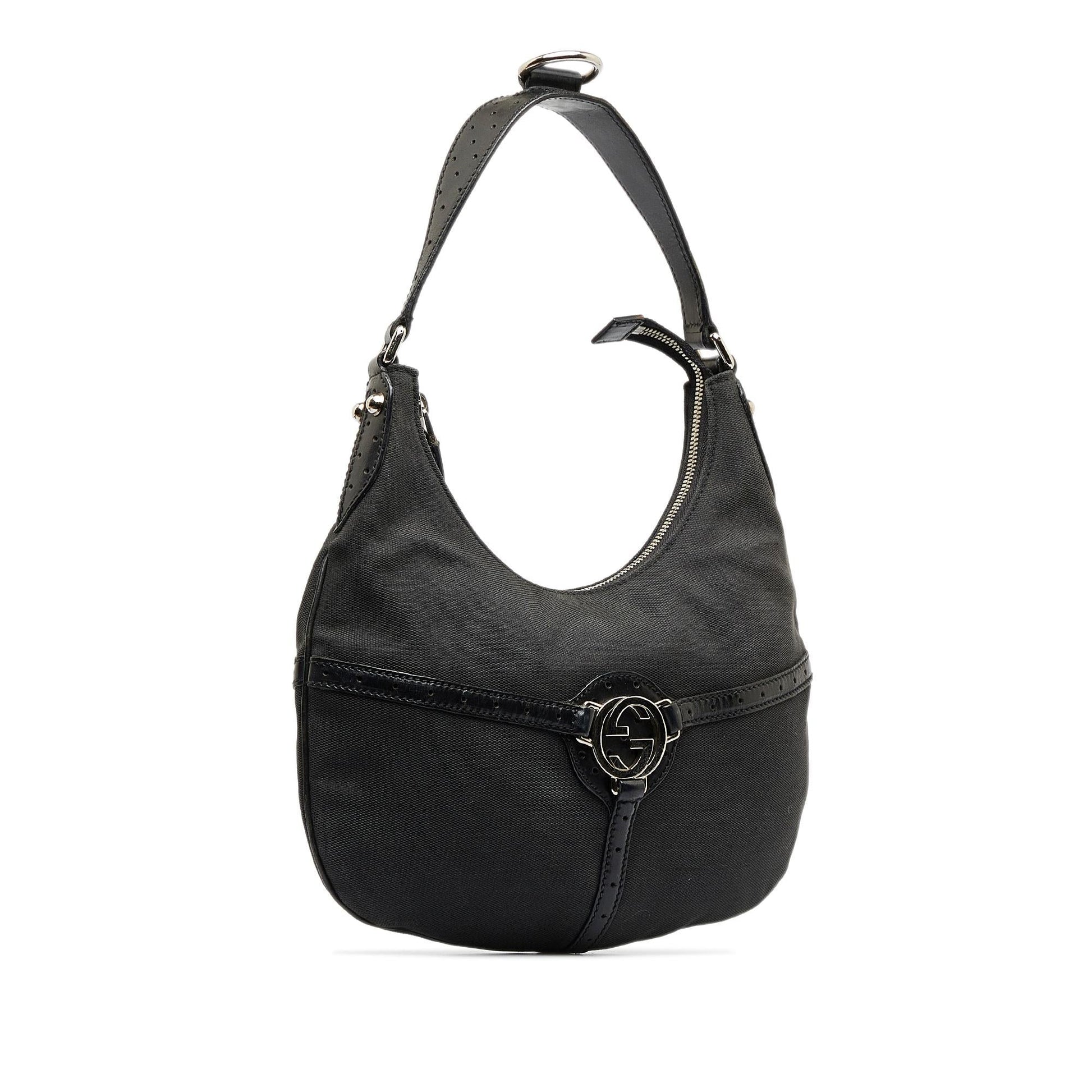 Gucci Reins SHG-fG6o52 Canvas Black Shoulder Bag