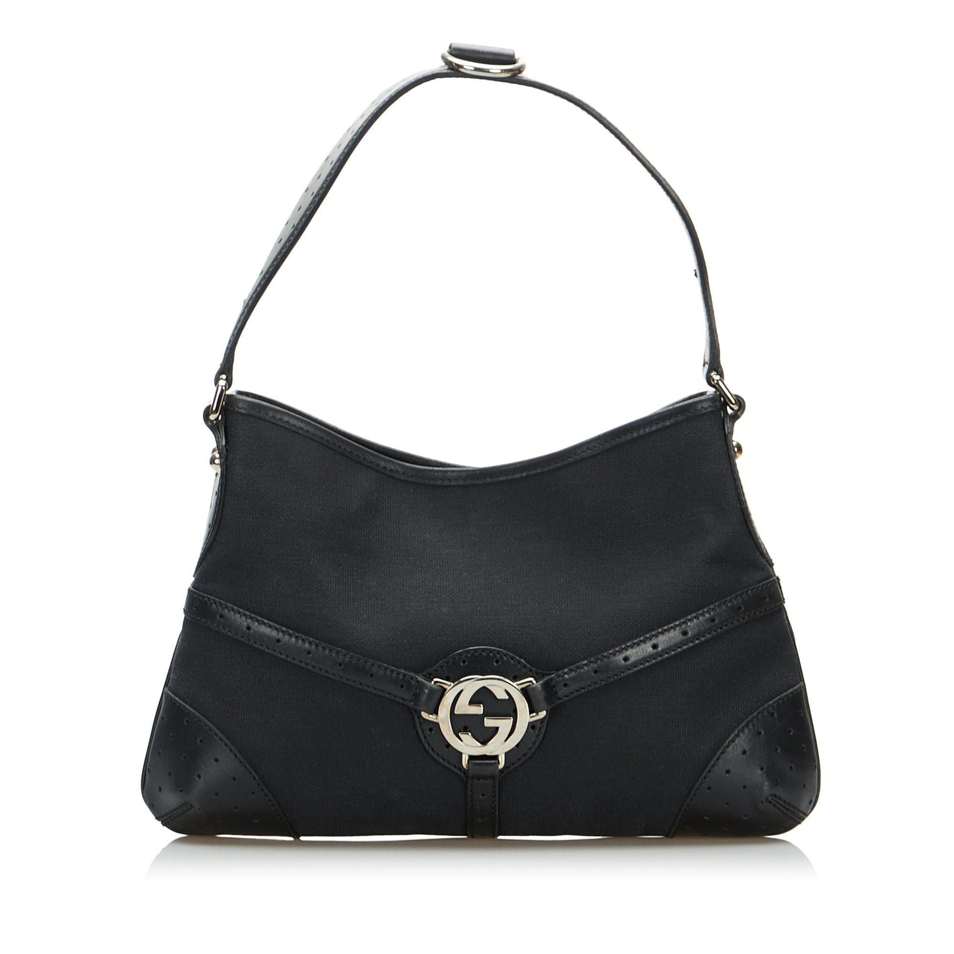 Gucci Reins SHG-LB0nH8 Canvas Calf Black Shoulder Bag