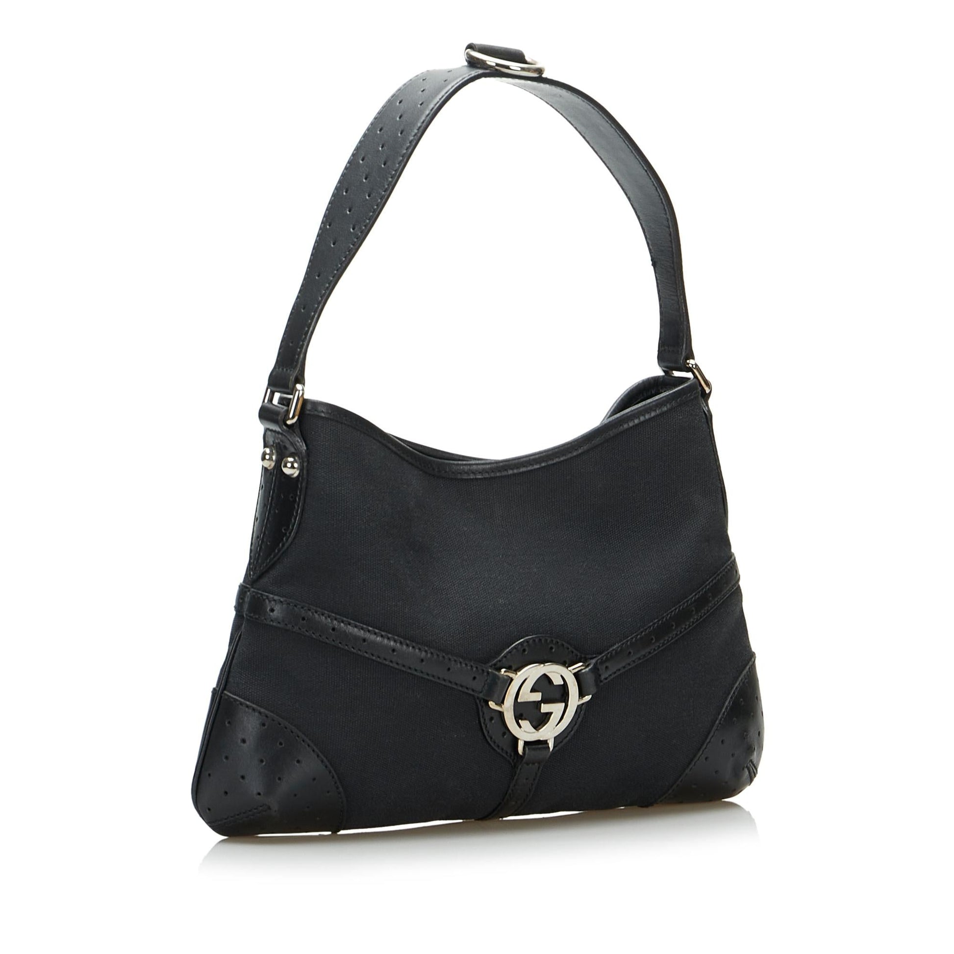 Gucci Reins SHG-LB0nH8 Canvas Calf Black Shoulder Bag