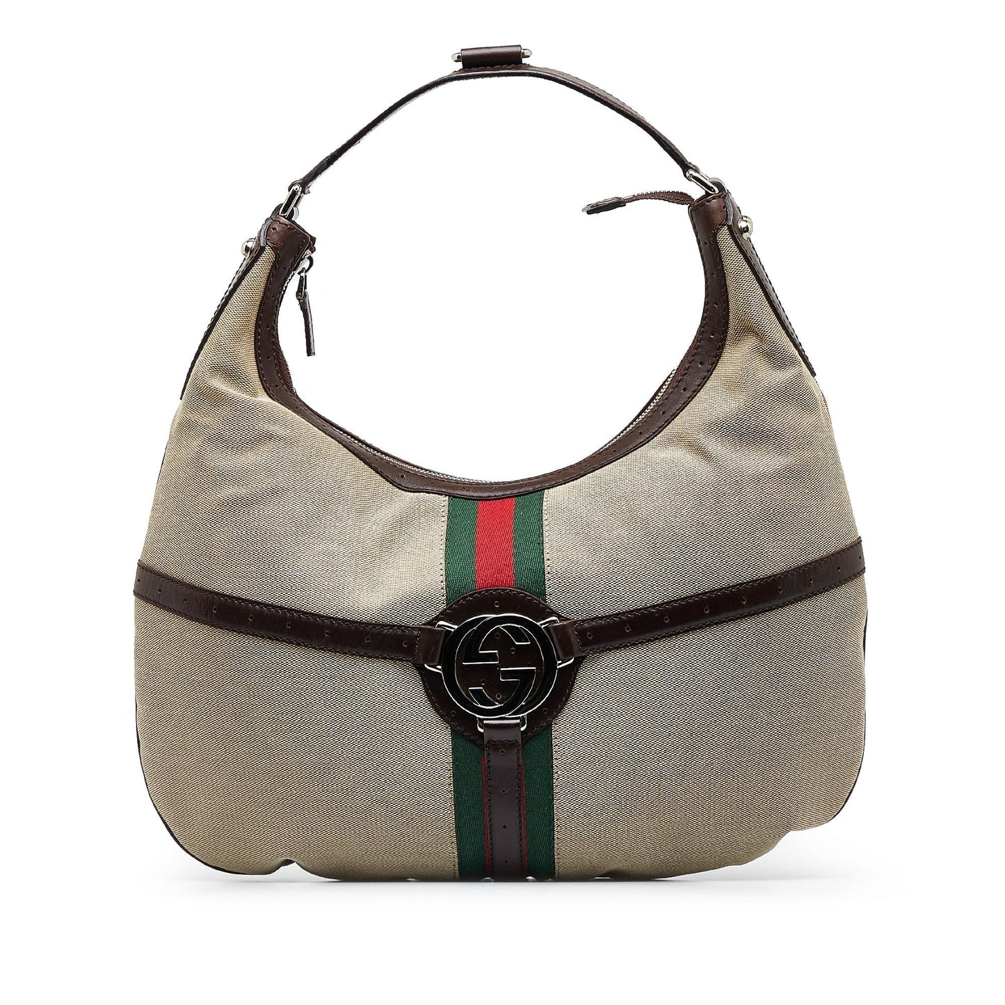Gucci Reins Web SHG-jEuXqe Canvas Brown Shoulder Bag