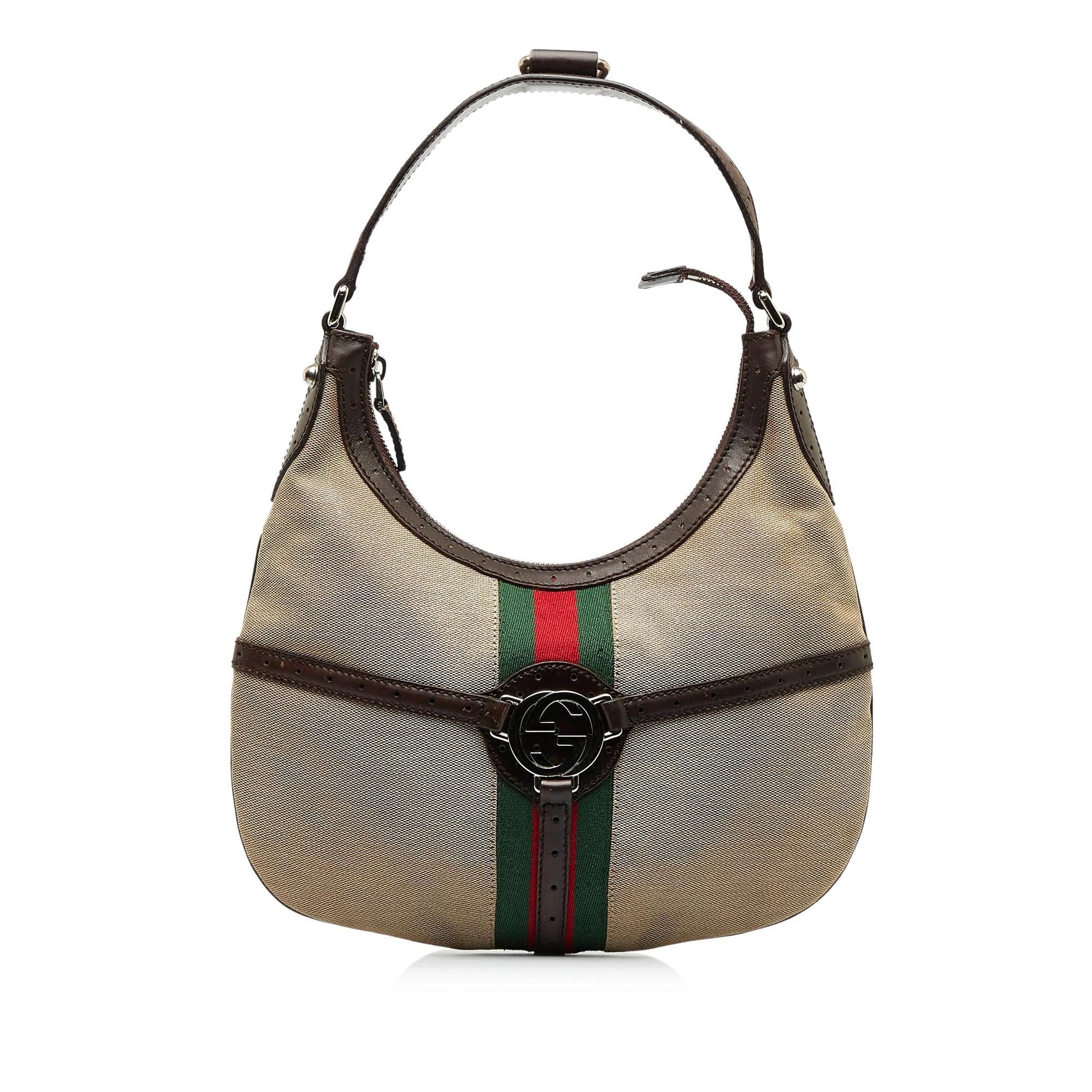 Gucci Reins Web SHG-rDthGg Canvas Brown Shoulder Bag