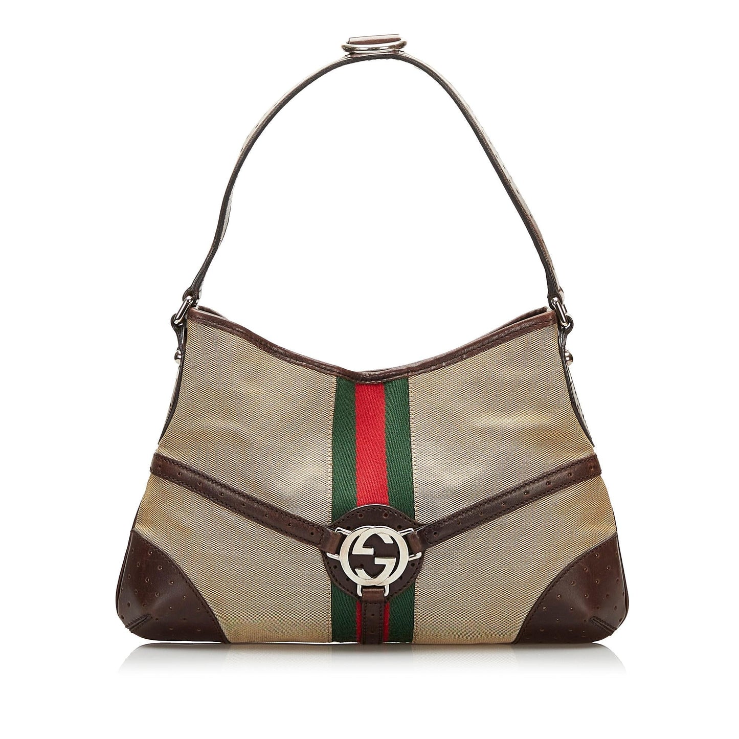 Gucci Reins Web SHG Canvas Brown Shoulder Bag