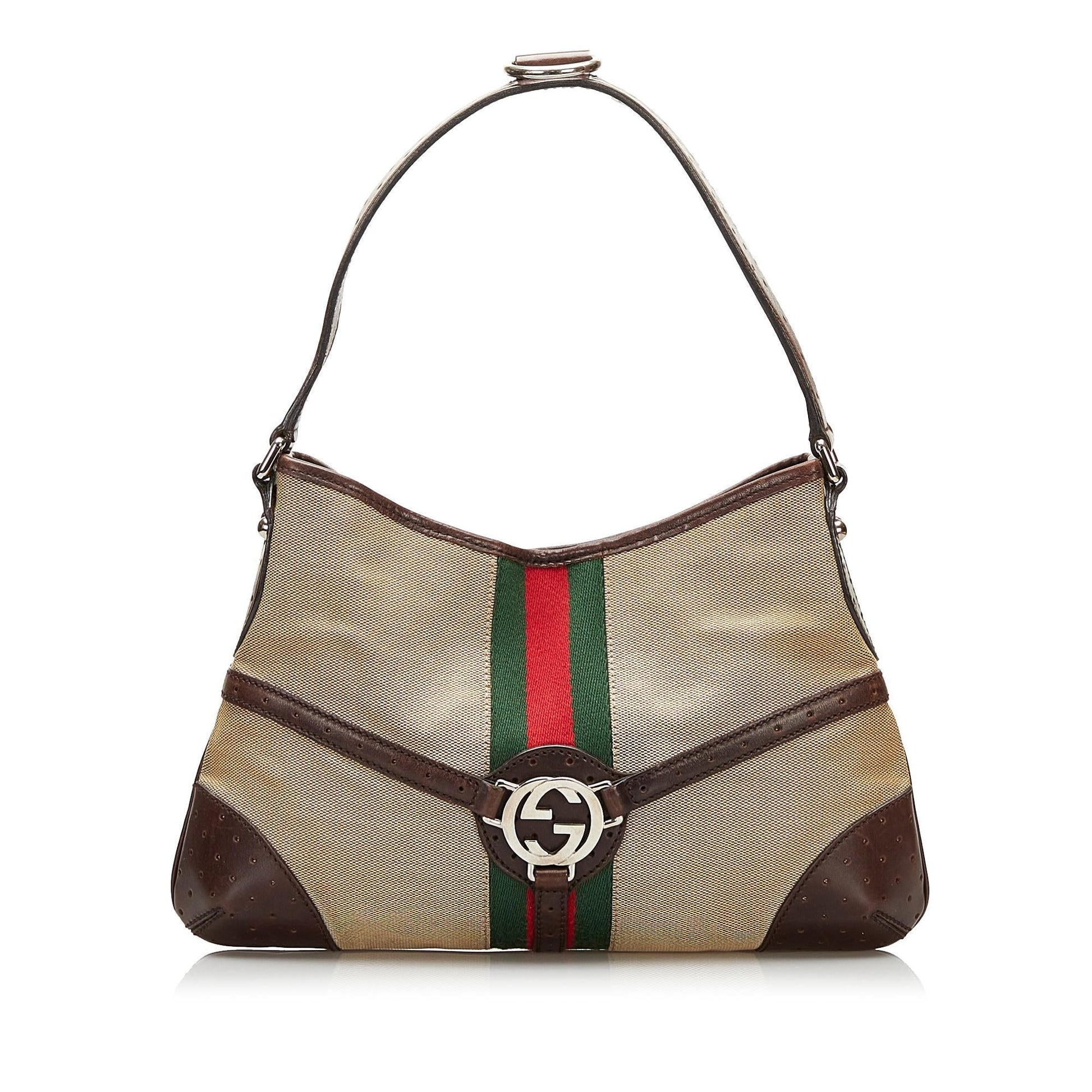 Gucci Reins Web SHG Canvas Brown Shoulder Bag